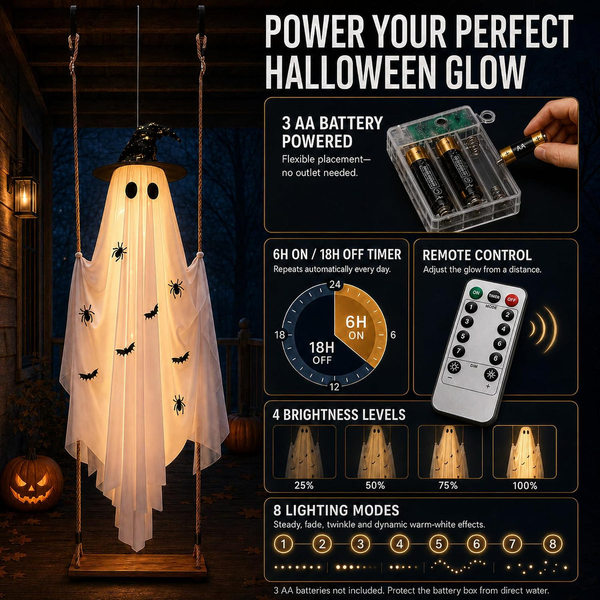 Halloween Decorations Outdoor,5.9ft Halloween Swinging Ghost Outdoor Decor