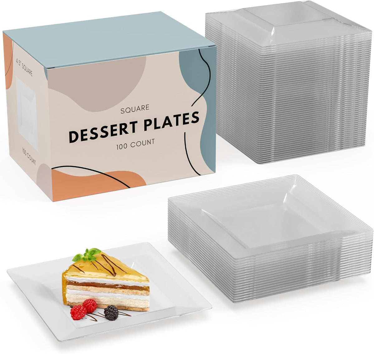 Exquisite Mini Disposable Appetizer Plates - 100 Pack 4.5" x 4.5" C...