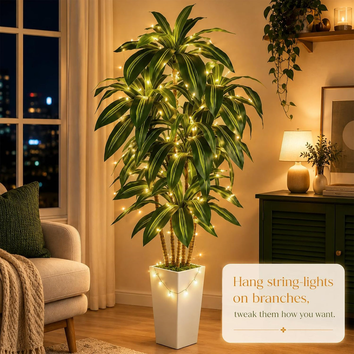 Artificial Dracaena Plants Indoor, 5FT Fake Tree Plants with Tall Planter