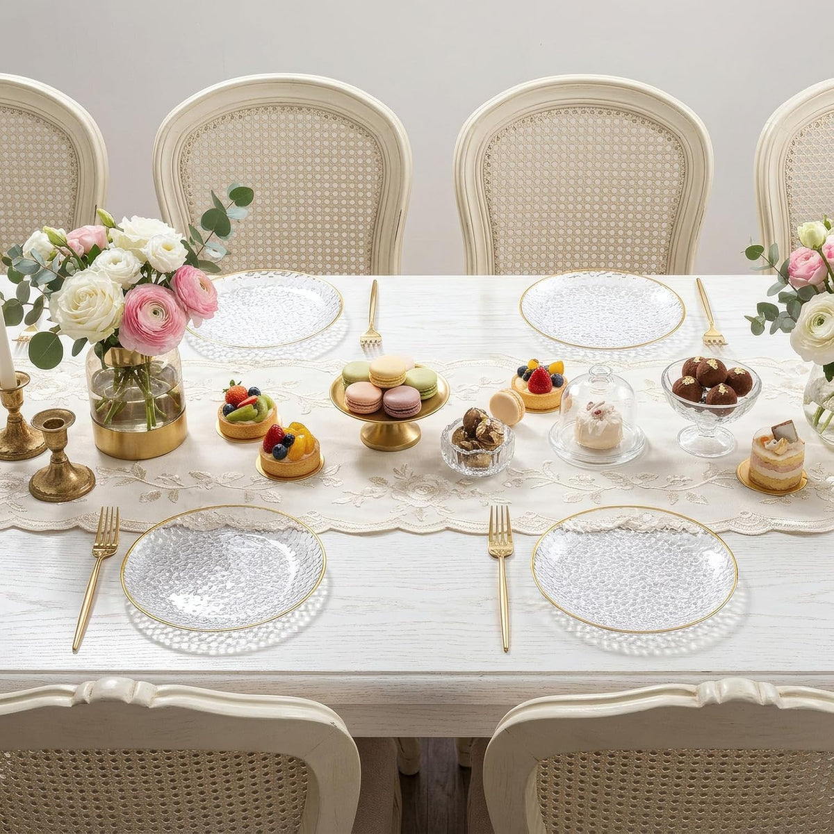 Rubtlamp 200 Pcs Clear Dessert Plates 7" with Forks 7.6",Clear Plas...