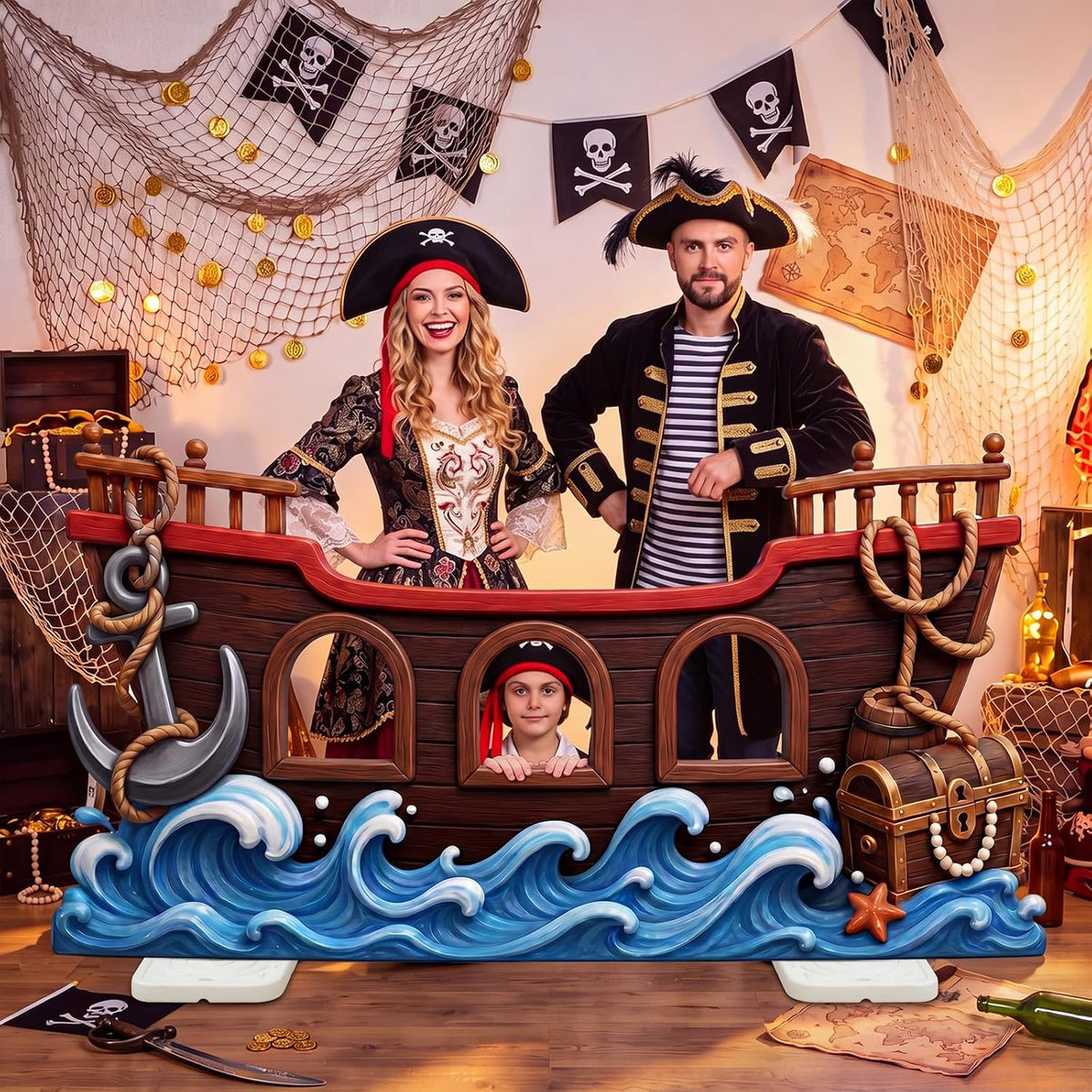Qunclay Pirate Party Decoration Cardboard Cutout Stand Up Life Size, 4.4ft Pi...