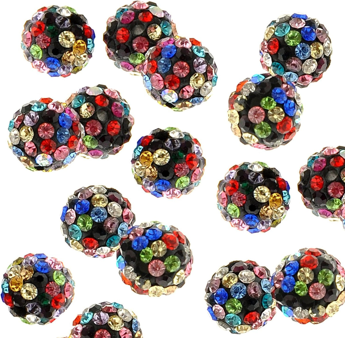 RUBYCA Stripes Czech Crystal Round Disco Ball Clay Beads fit Shamballa Jewelr...