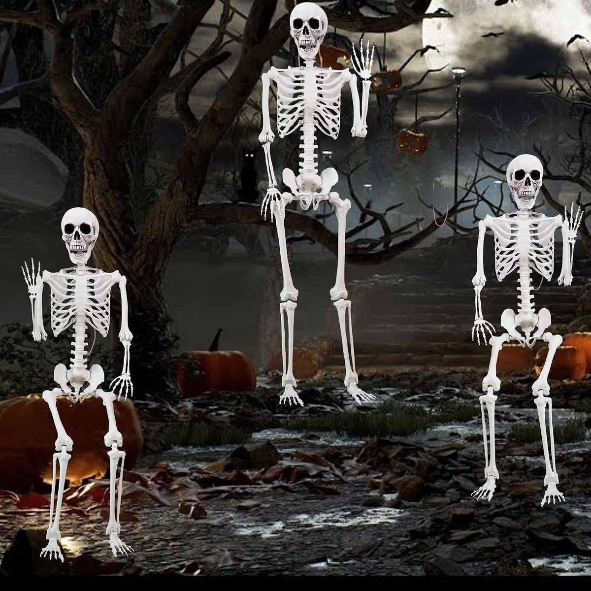 5.4 ft Halloween Skeleton Poseable Skeleton Life Size Skeleton Full Body Plas...