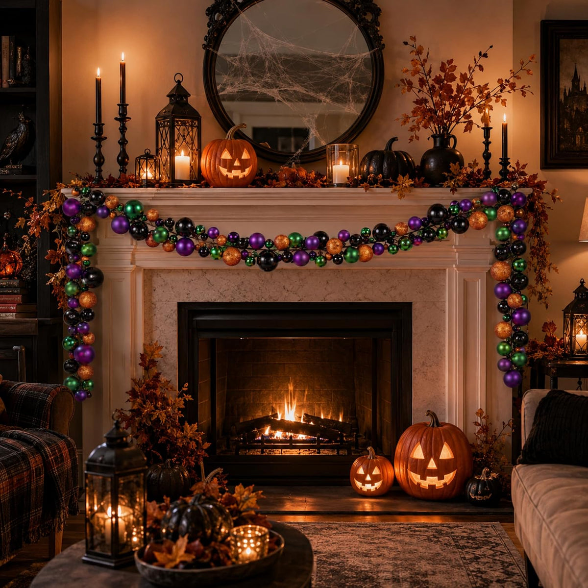 2 Pcs Christmas Ball Ornament Garland, Fantasy, 6 ft