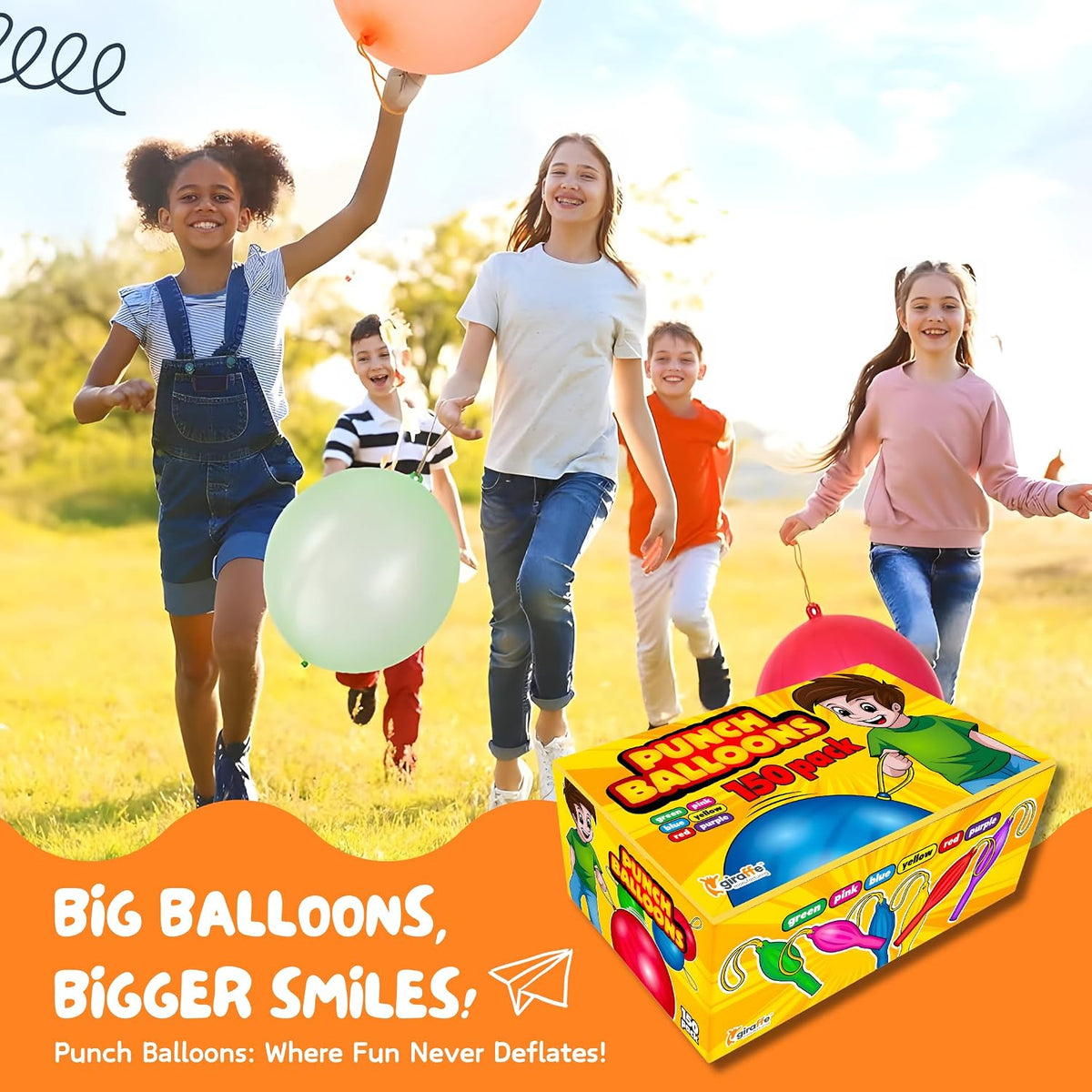 Giraffe 150 Pack 18'' Large Latex Neon Rubber Punch Balloons for Parties
