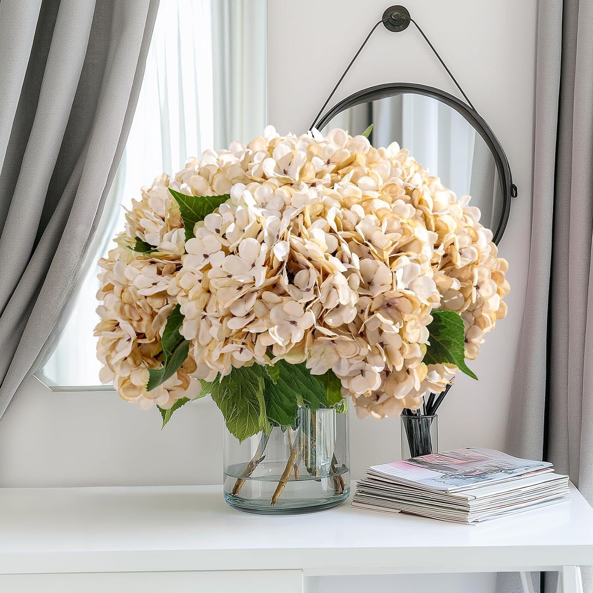 Bailikang 10 Pcs Faux Silk Hydrangea with Stems - Fall Hydrangeas Artificial ...