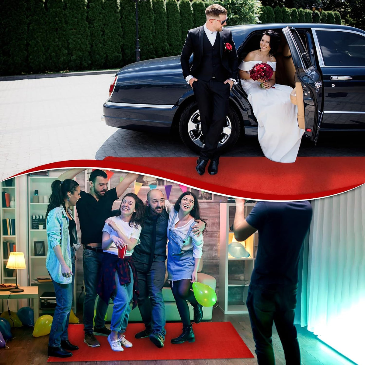 PBHEPJ 3ft x 10ft Extra Thick Red Carpet Runner for Party & Hollywood, Fe...