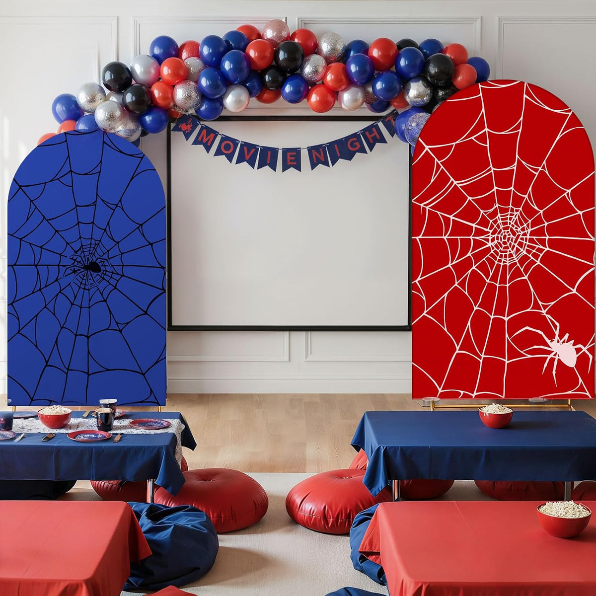 2 Set 6ft 7.2 ft Spider Web Arch Backdrop Covers Stretchy Fabric