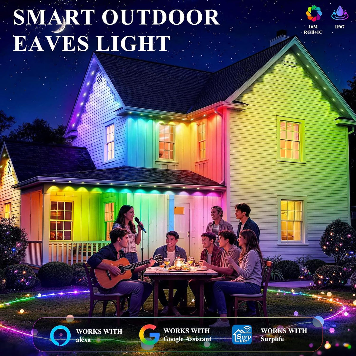 400FT Permanent Outdoor Lights, Smart RGB+IC Eaves Lights for House, App &...