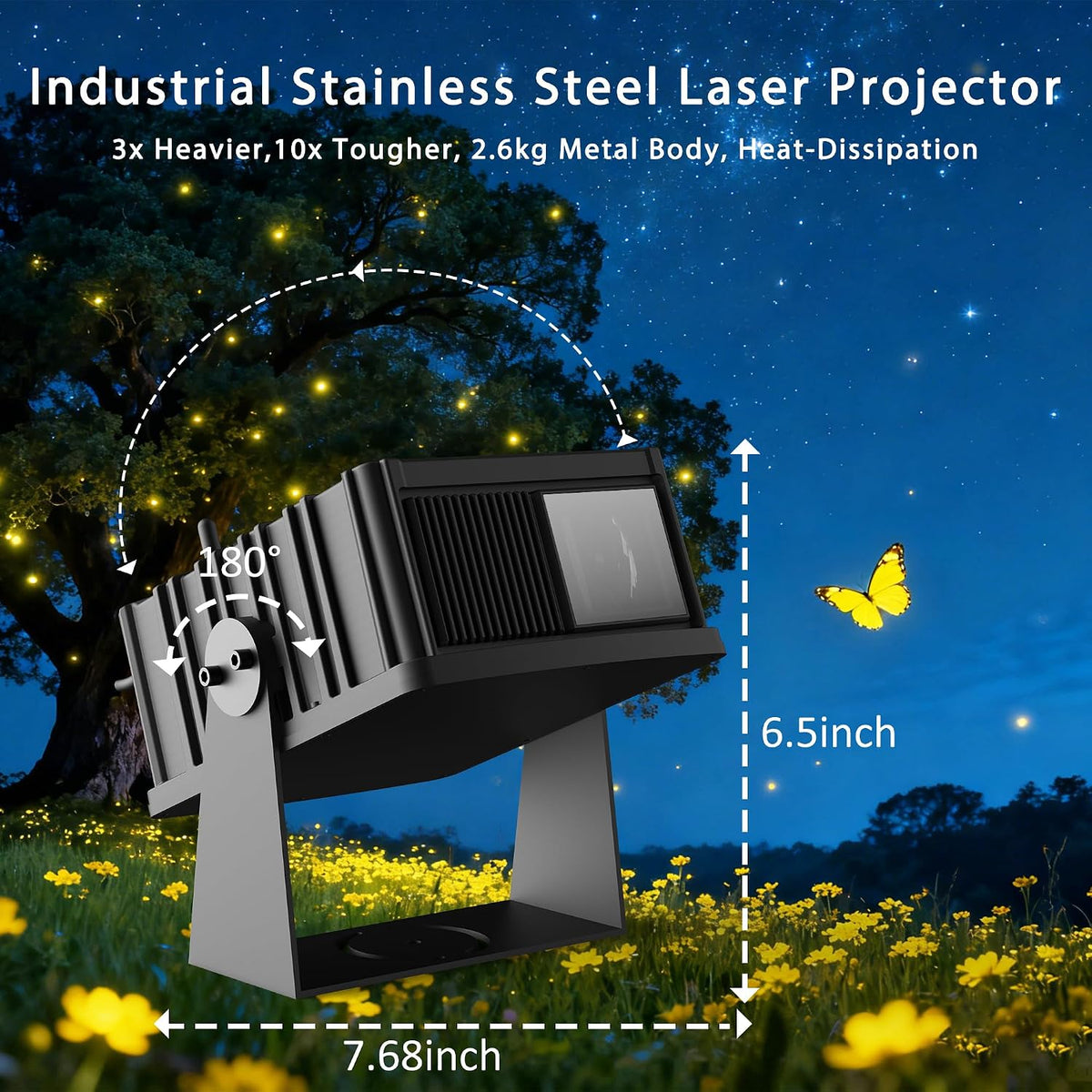 AIRIVO Outdoor Star Laser Projector, App & Remote Control 7 Colors Motion...