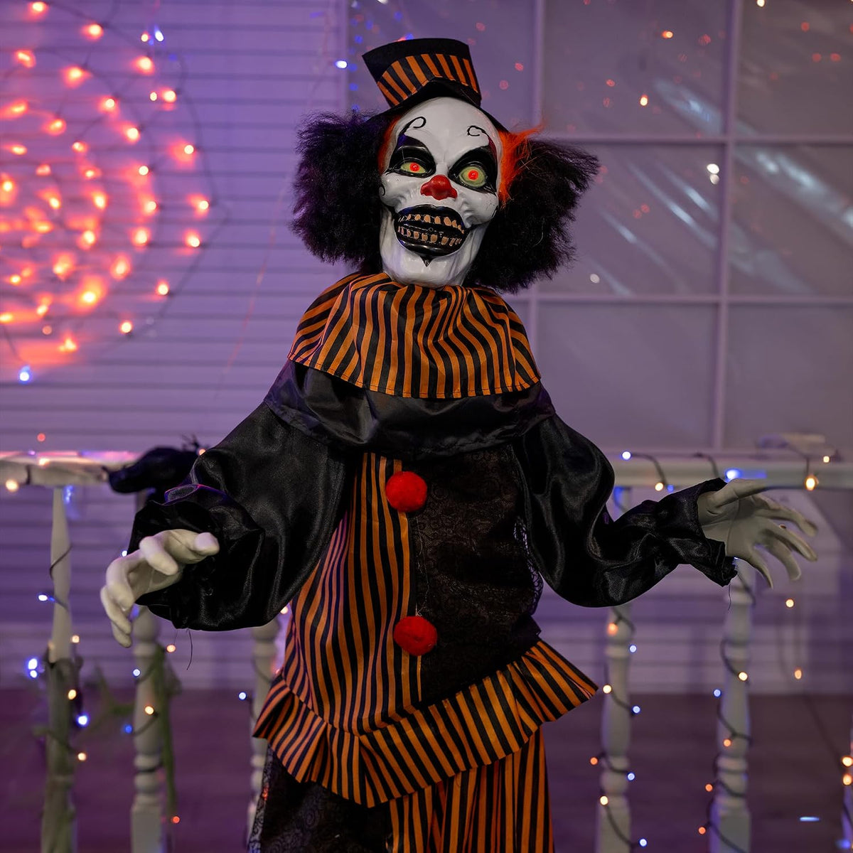 Hourleey Halloween Outdoor Standing Clown Decorations, Life Size Animatronic ...