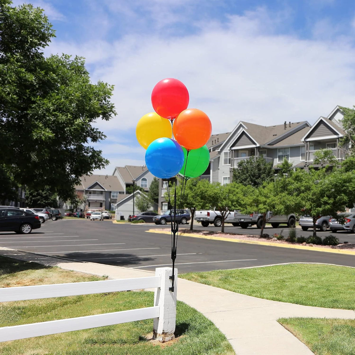 BalloonBobber - Weatherproof Reusable Paneled Balloon Cluster Pole Kit - Heli...