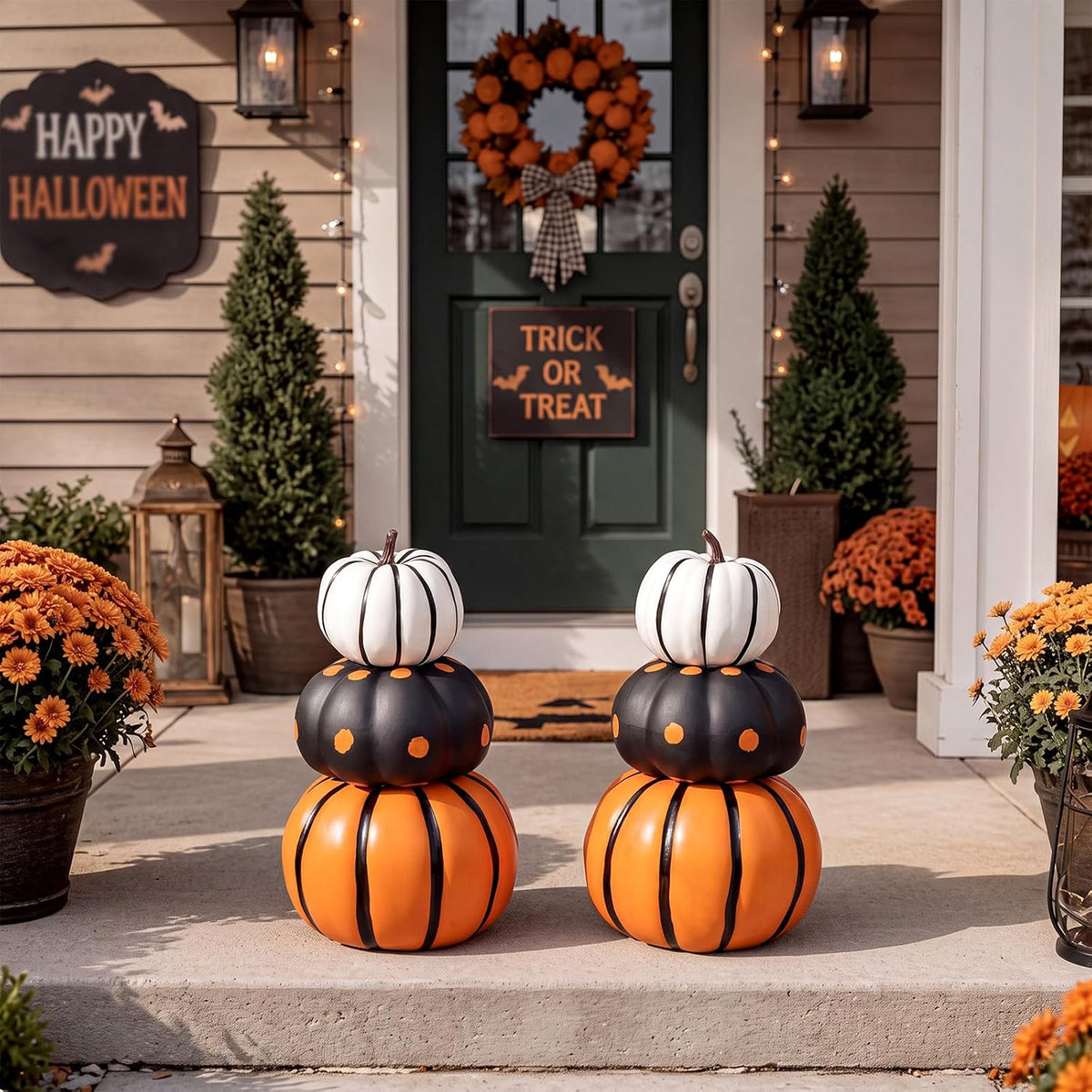 Marsui 2 Set 11.8'' Helloween Stacked Pumpkins Decoration