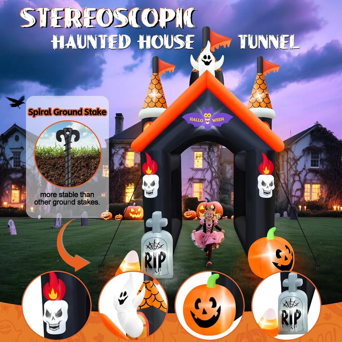 12FT Halloween Inflatable Archway, Kalolary Large Haunted House Inflatables
