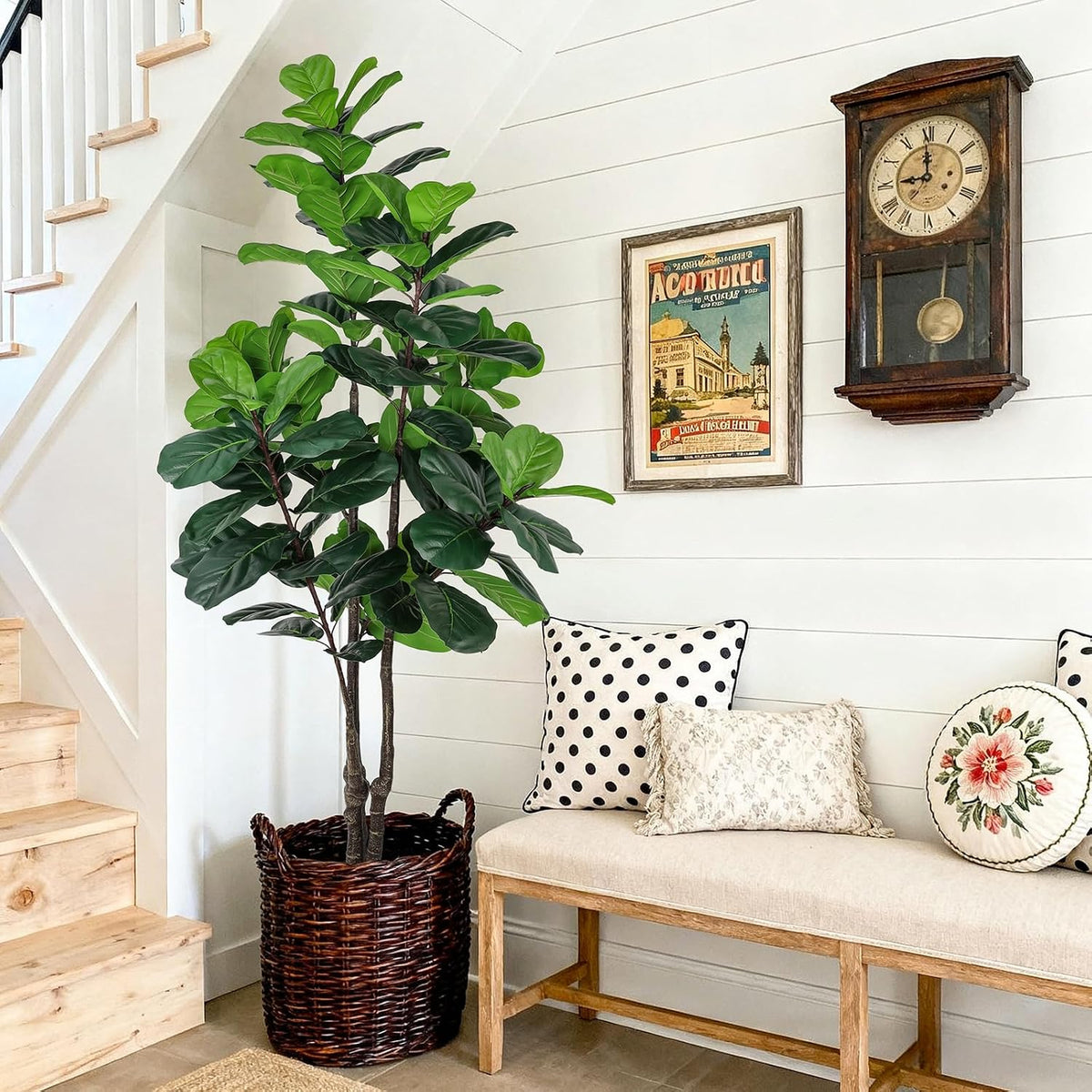 Fiddle Leaf Fig Tree Artificial Plants Indoor 6FT Faux Tree with Sturdy Pot