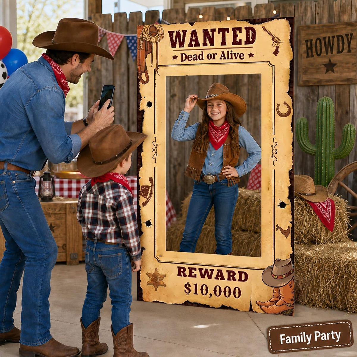 6 Ft Wanted Poster Photo Booth Prop Stand up Western Party Cutout