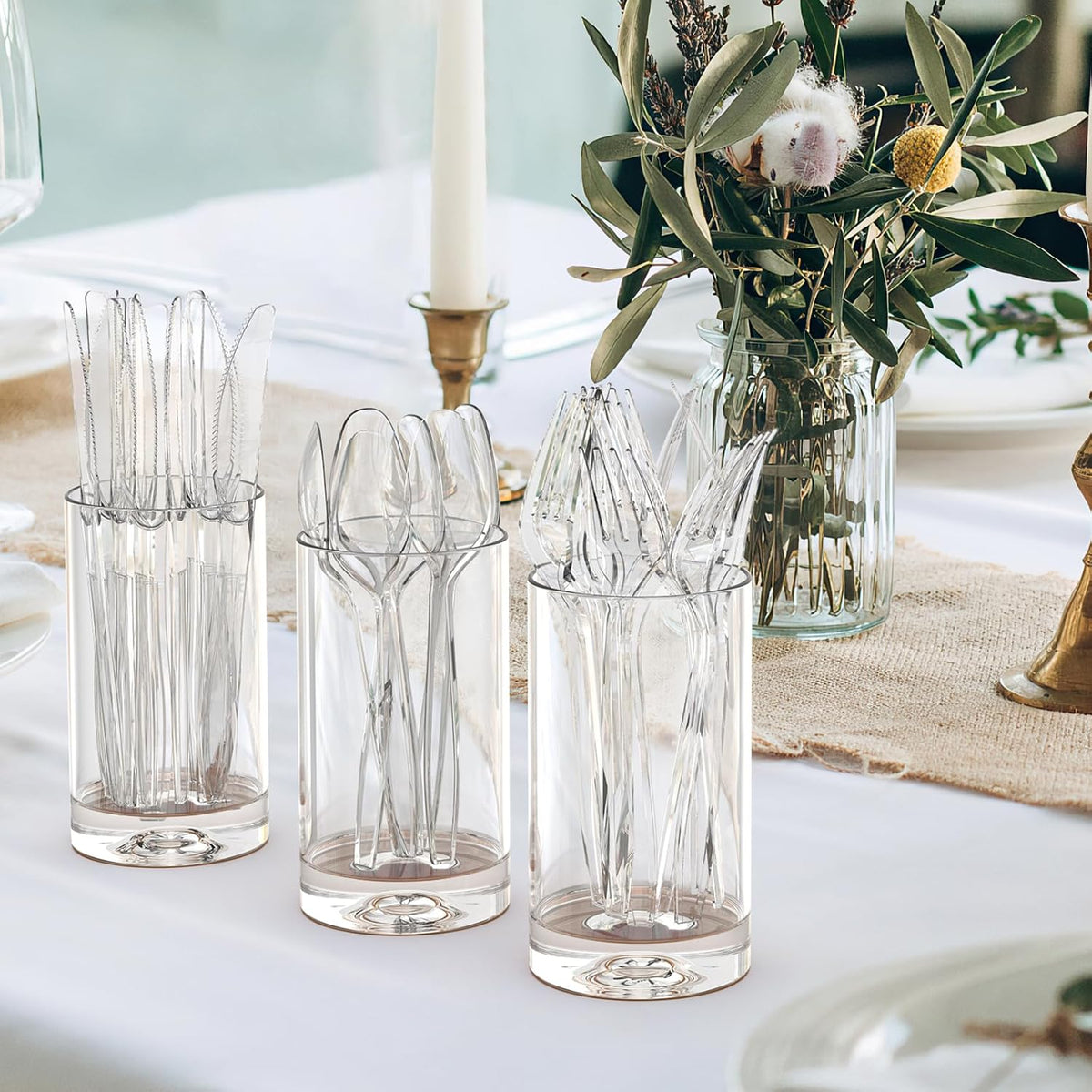 Dealusy 360 Count Extra Heavy Duty Clear Plastic Silverware