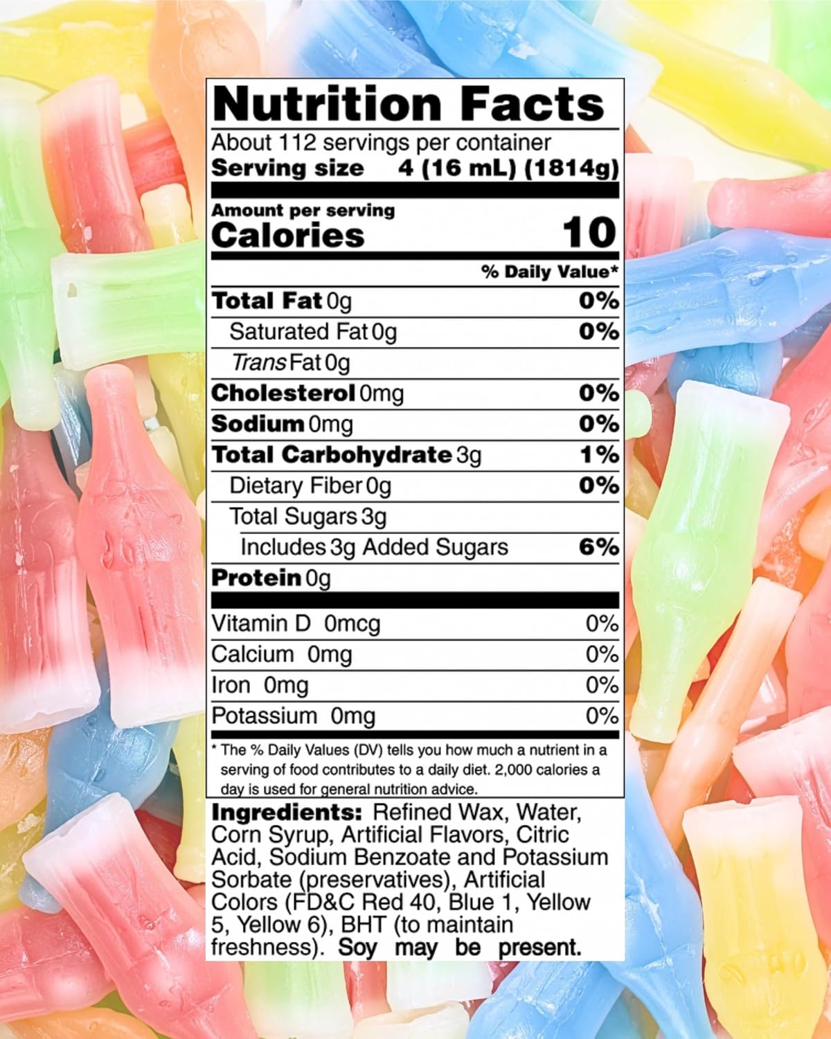 Nik-L-Nips Assorted Wax Candy Bottles, Wax Bottle Candy, 4 lb