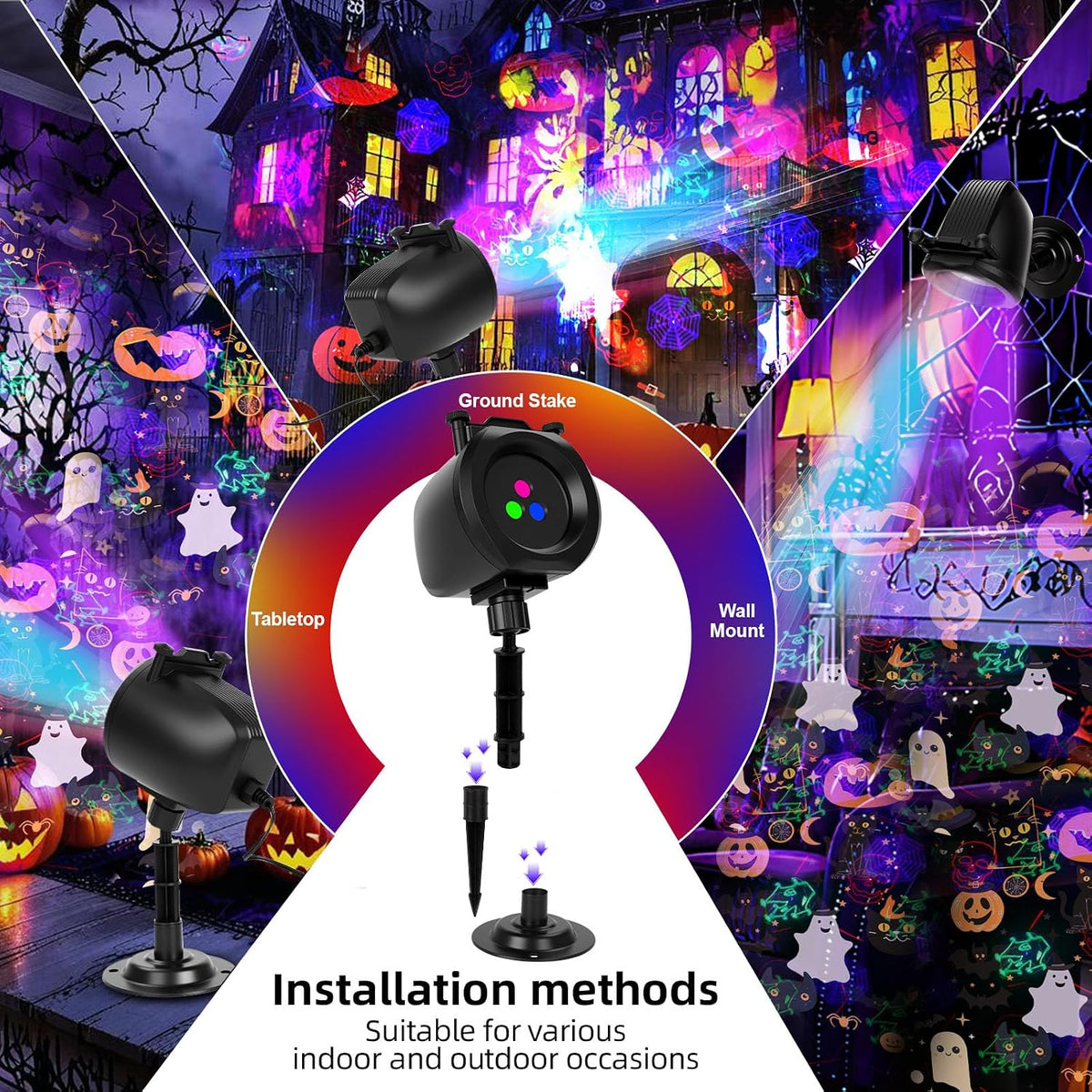 Halloween Projector Laser Lights Outdoor, Muli Color Projection Lights with R...