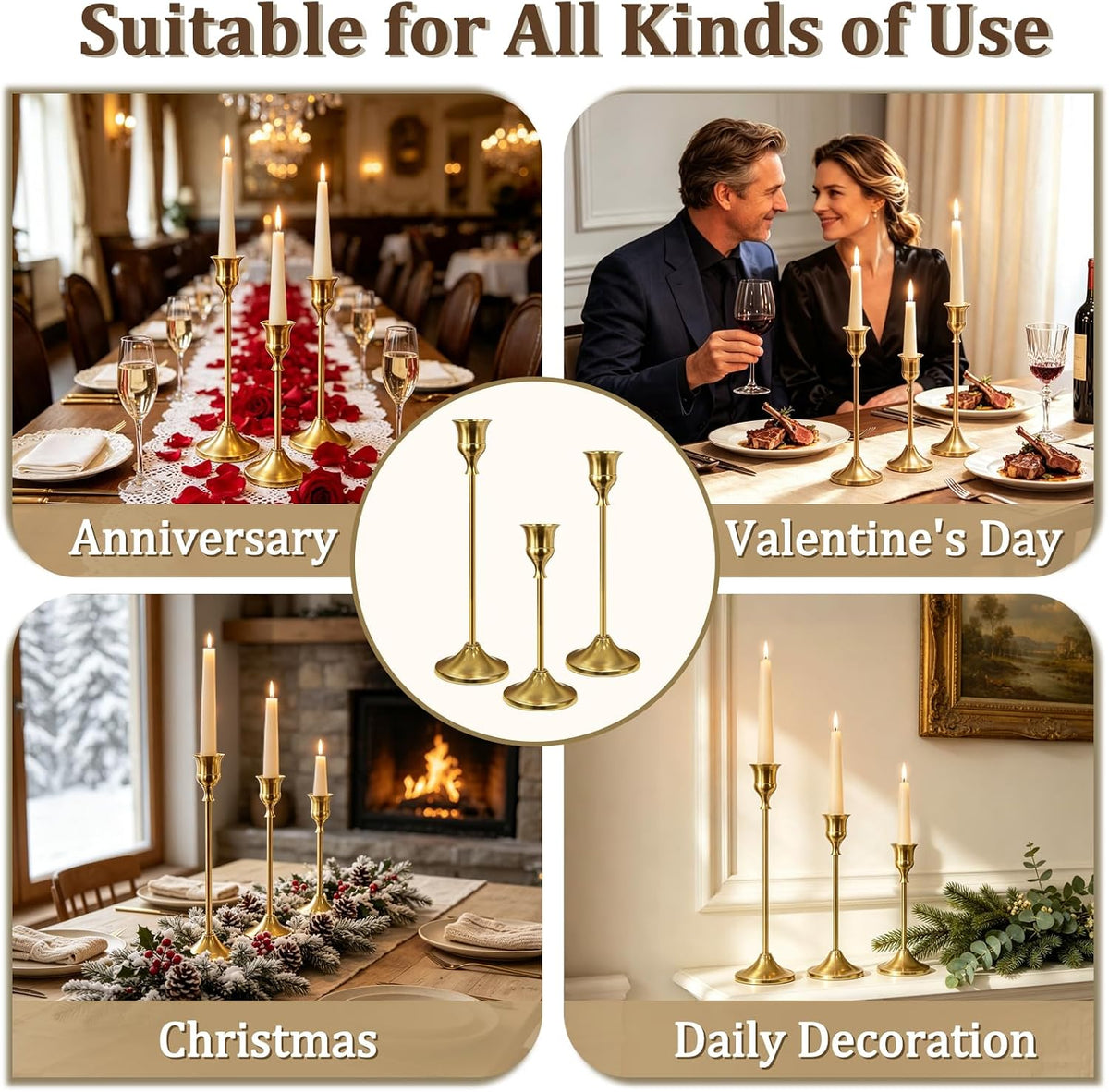 24Pcs Gold Taper Candle Holders, Vintage Centerpieces Candlestick Holder