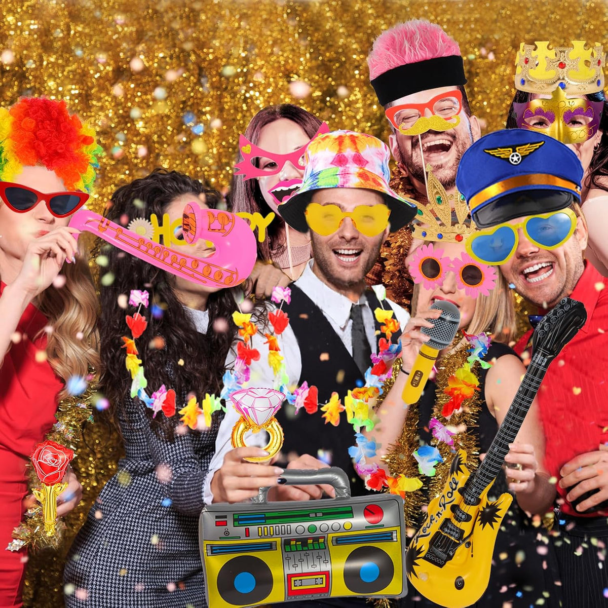 Bulk Opulent Photo Booth Props Set for Adult, Novelty Funny Hats and Glasses,...
