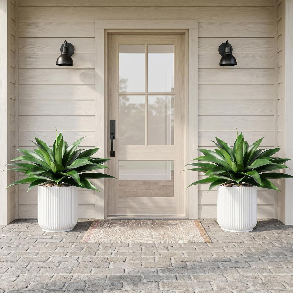 Ttranewsoo 28 Inch Artificial Agave Plants Outdoor Set of 2, Large Faux Succu...