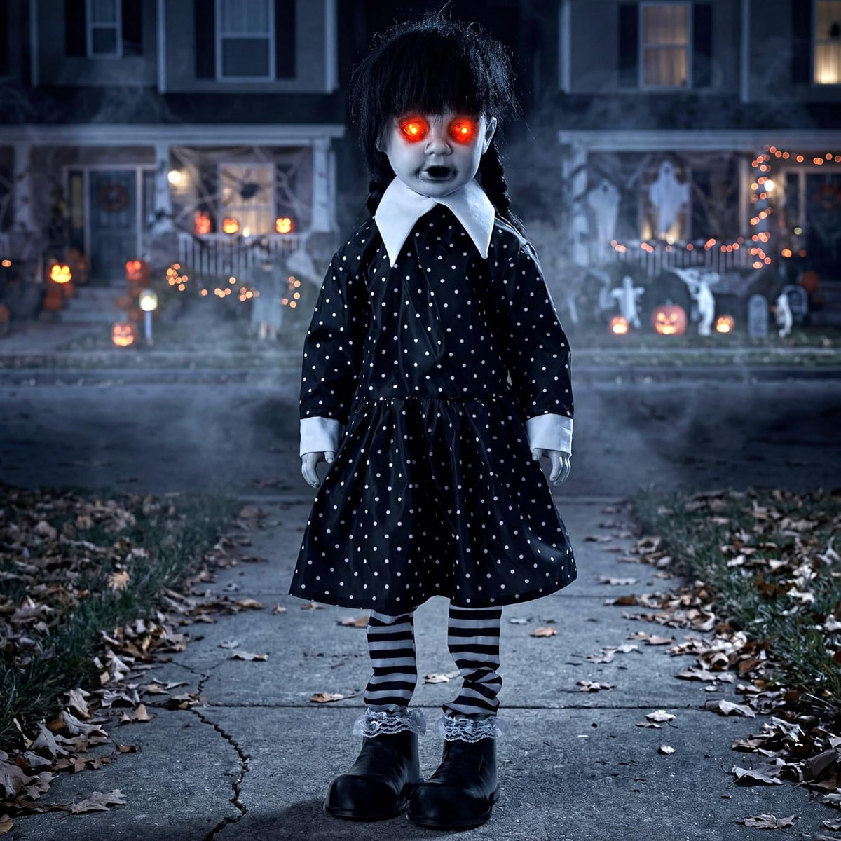 JOYIN Halloween Animatronic School Girl in Black Dress Decoration Outdoor, So...