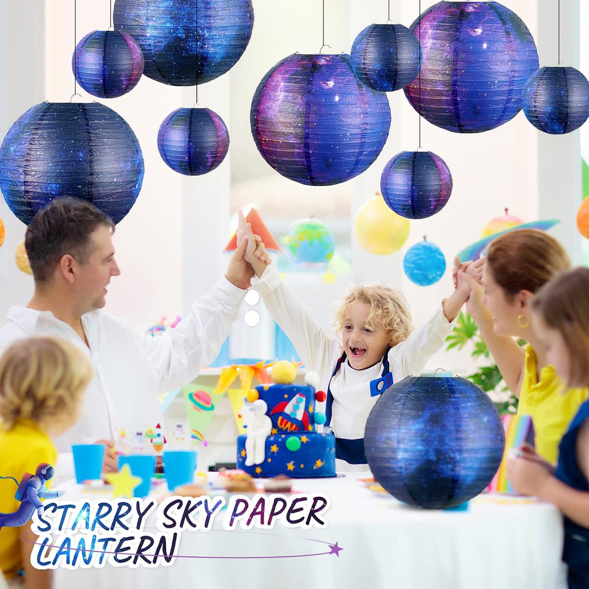 Hortsun 20 Pcs Galaxy Paper Lanterns Space Themed Hanging Party Decorations