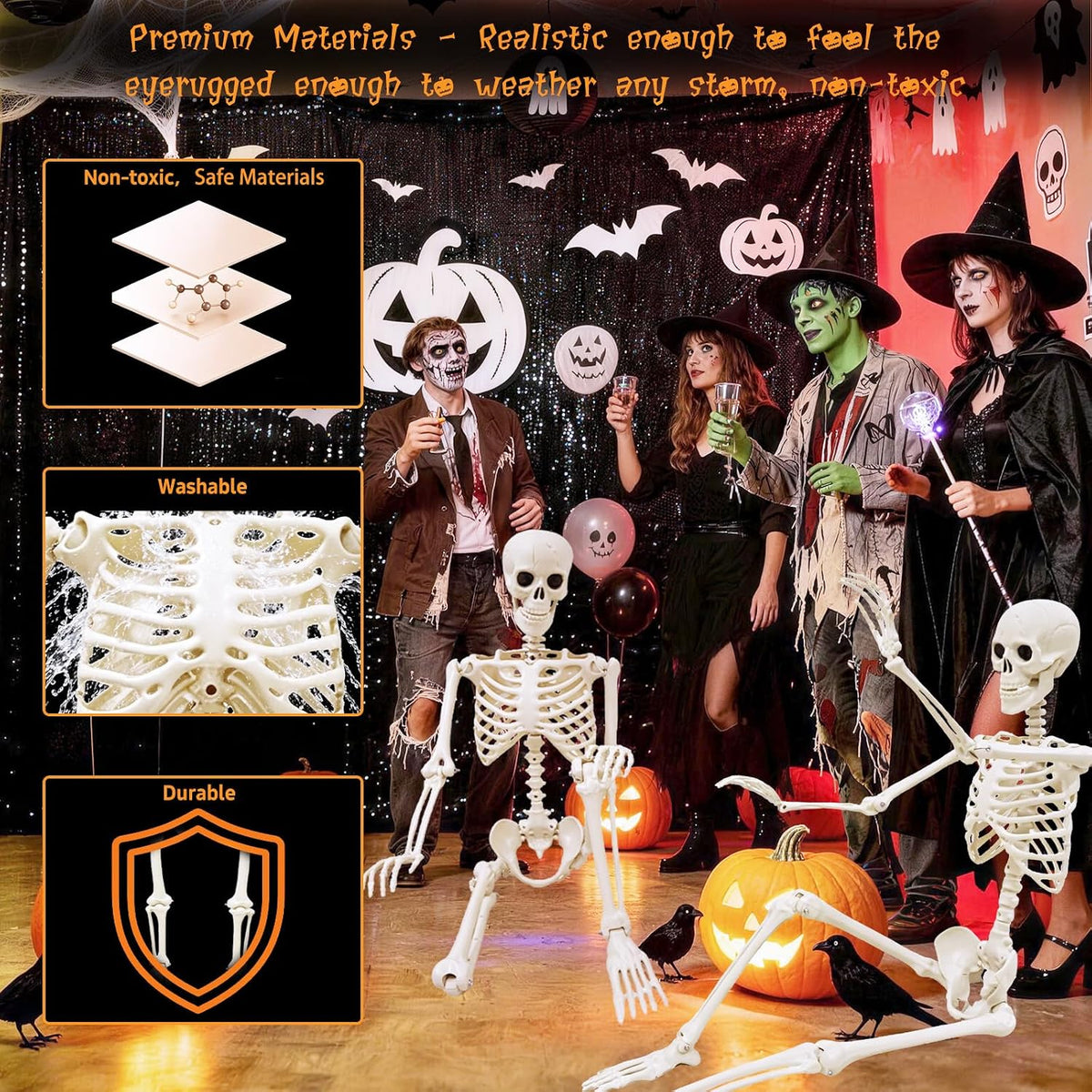 breesky Life Size Skeleton for Halloween: 4.43ft Realistic Human Anatomy Full...