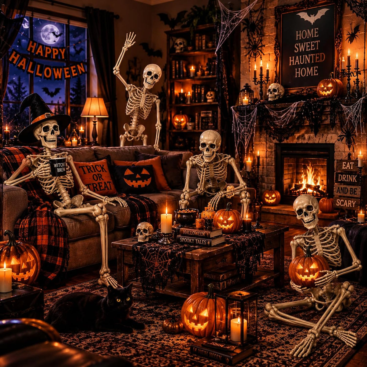 5.4FT Halloween Skeleton Decorations,Posable Human Skeleton Decorations for H...