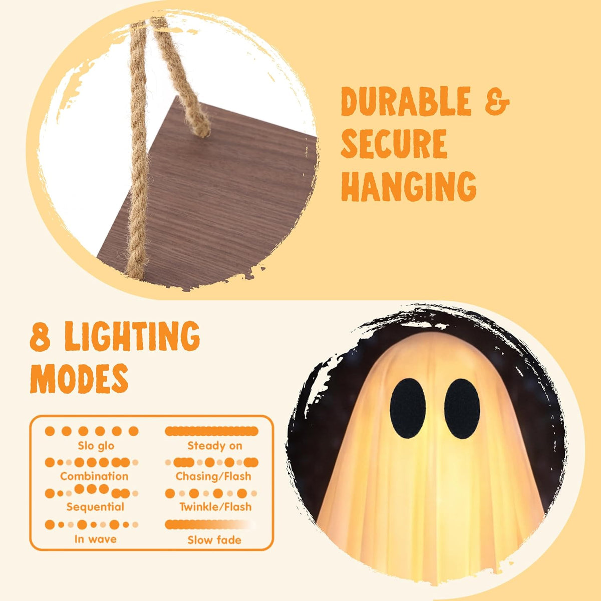 JOYIN Halloween Decorations Outdoor - 5 FT Large Hanging Swing Ghost, Swing W...