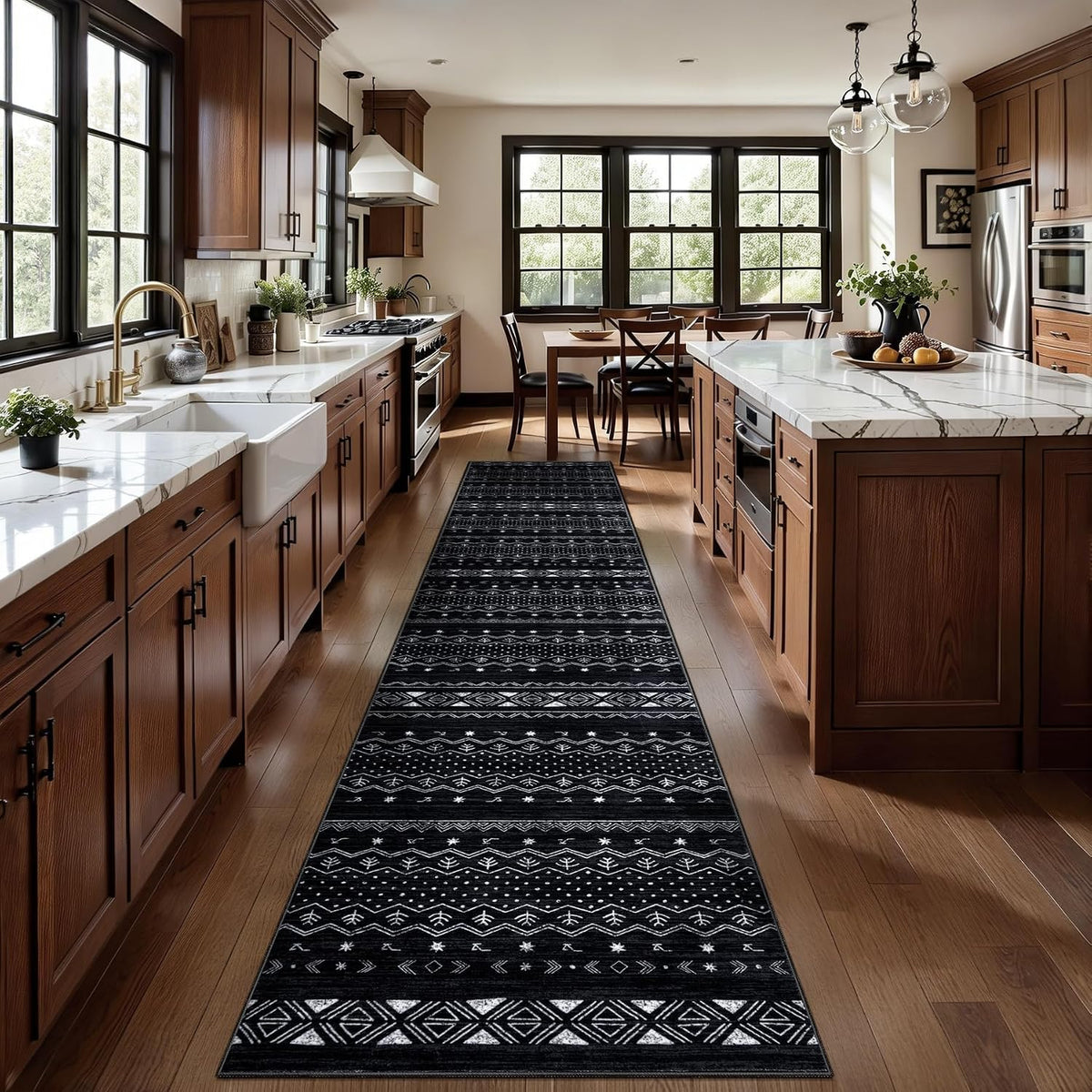 SERISSA 2x10 Washable Non-Slip Boho Runner Rug for Hallway