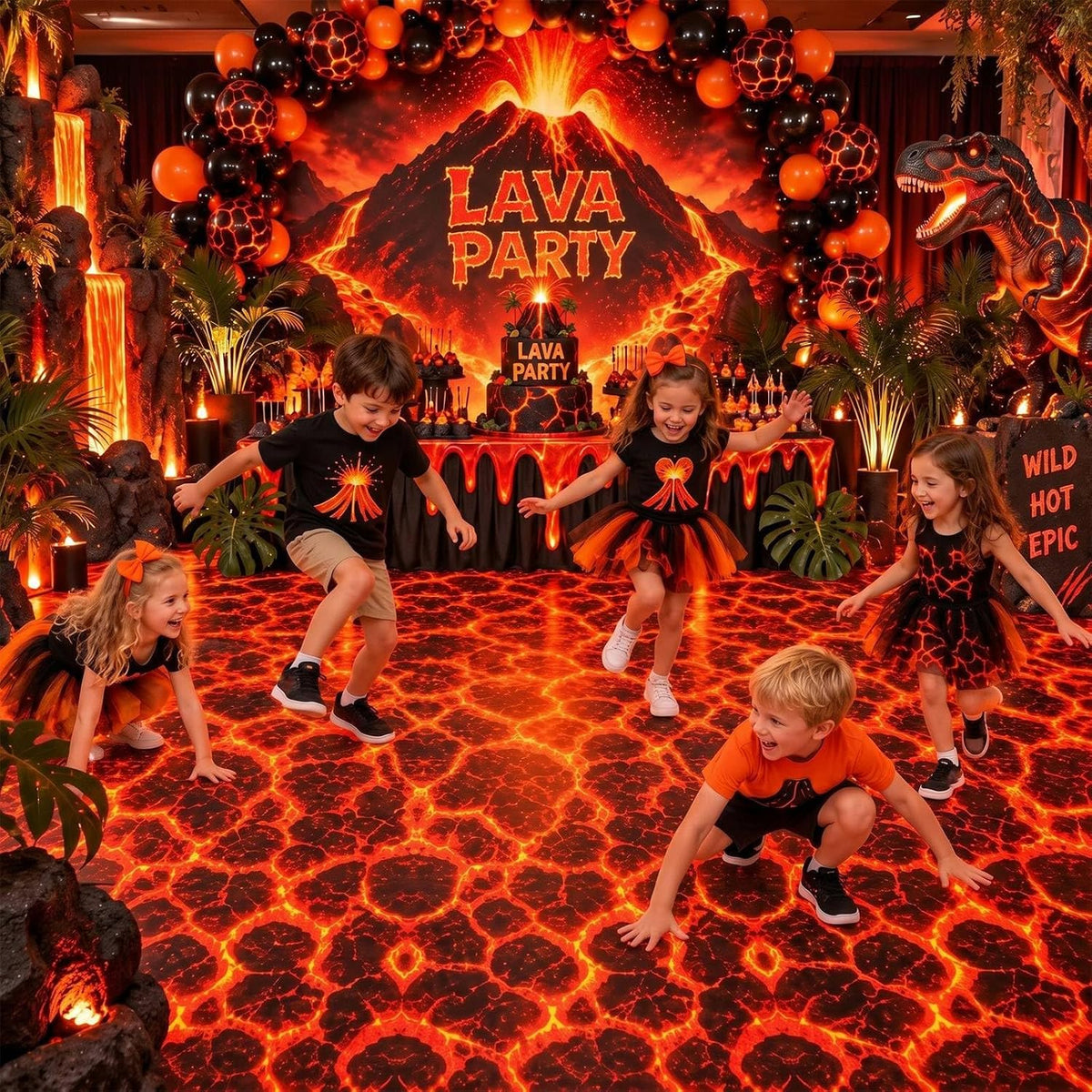 Tegeme 100Ft x 54 in Halloween Lava Tablecloth Roll Volcano Wall Backdrop