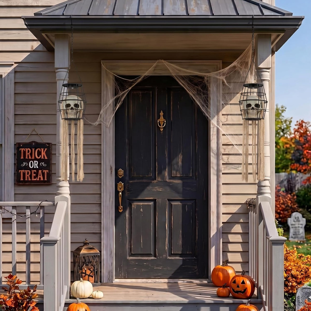 2PCS Solar Skeleton Halloween Lights, LED Color Changing Halloween Decoration...