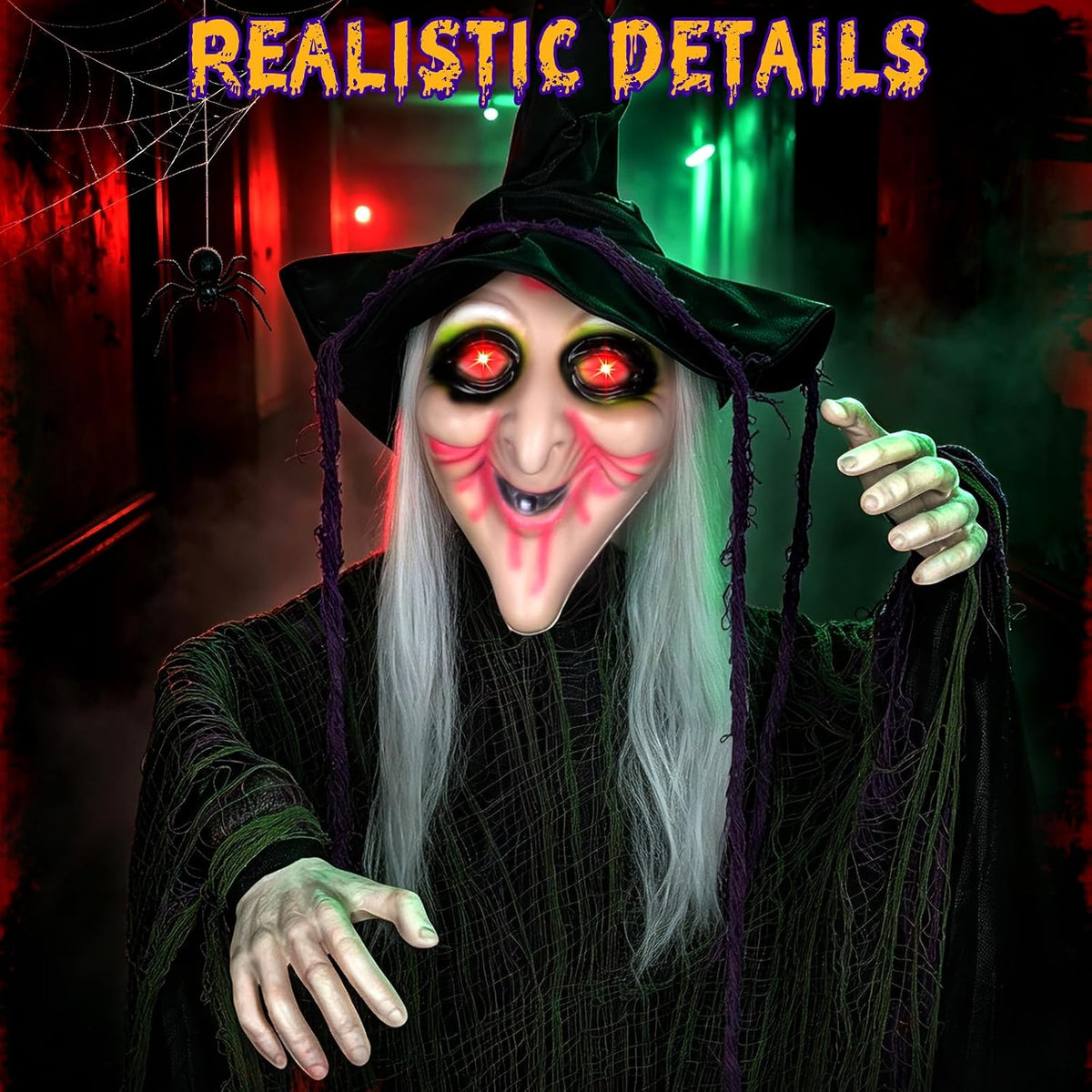 6ft 70'' Large Hanging Witch Scary Halloween Decorations Outdoor Indoor