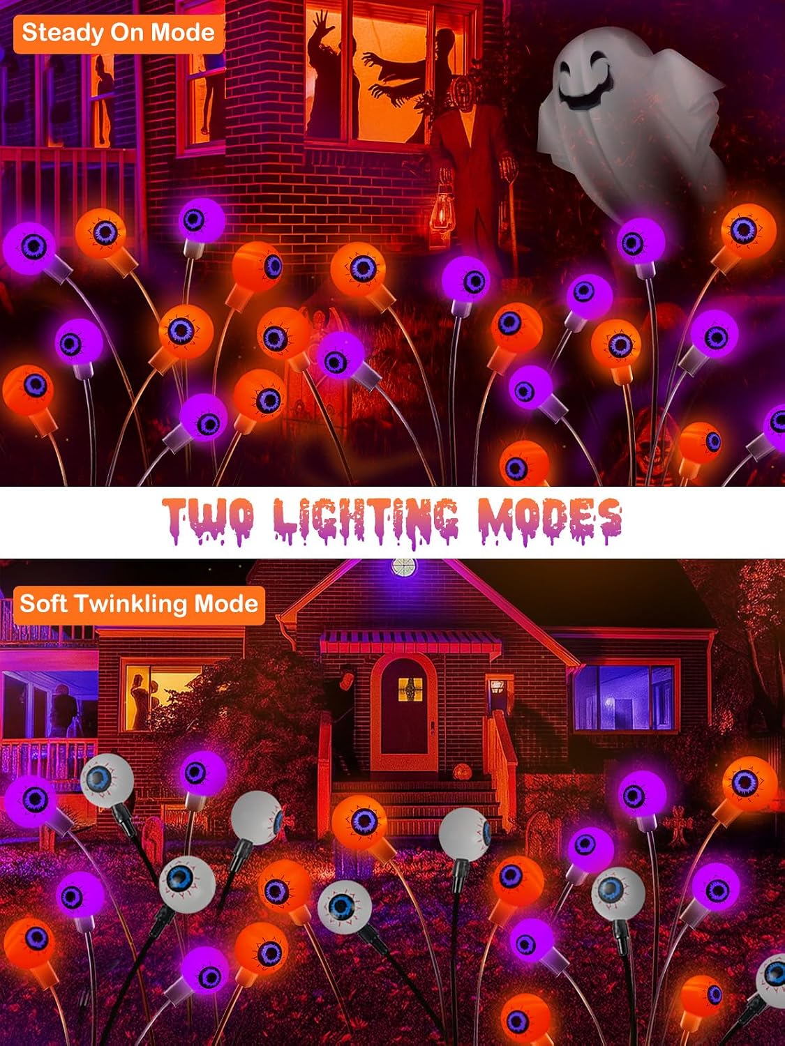6 Pack Solar Halloween Decorations Outdoor 36 LED Solar Eyeball Lights