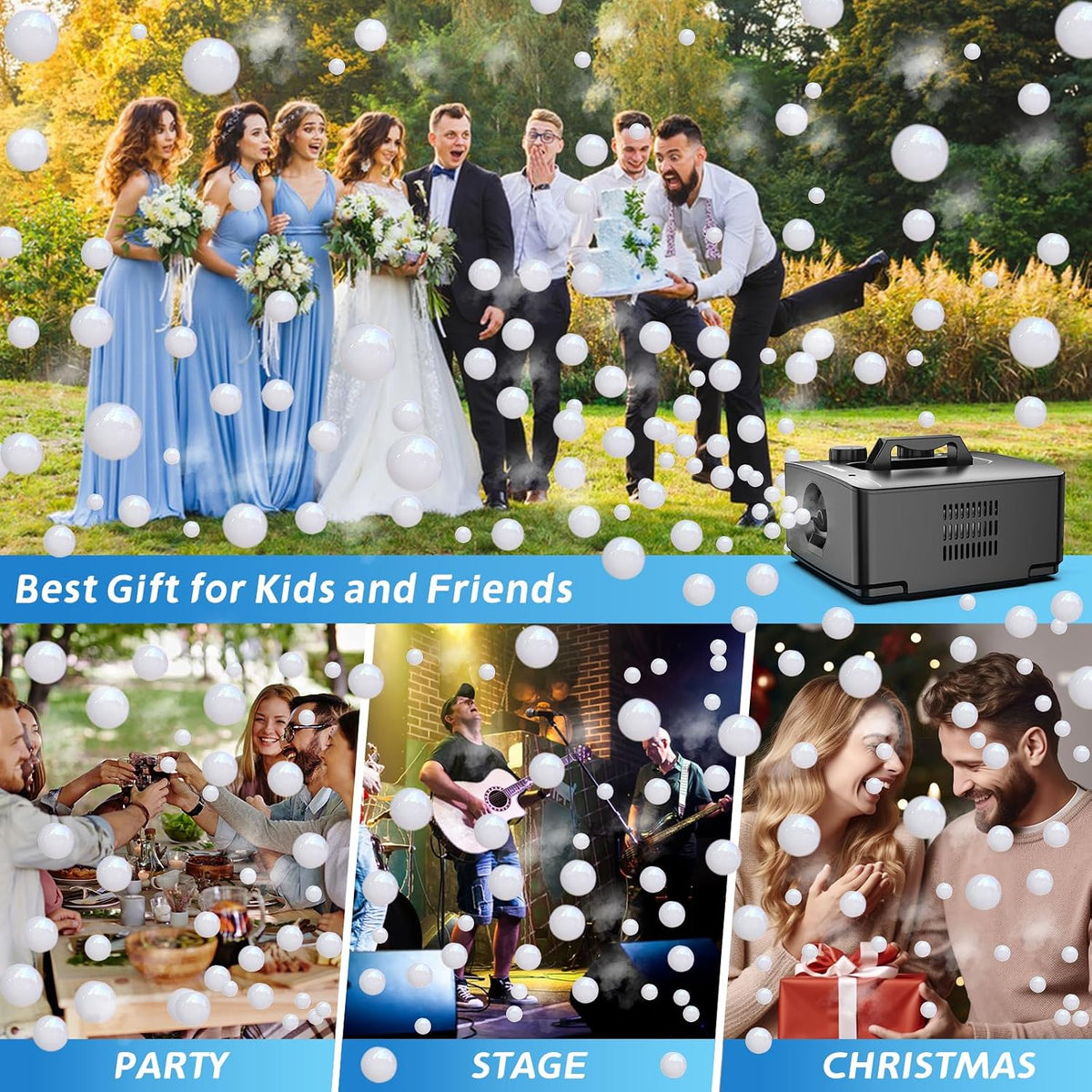 Wisdomlit Fog Bubble Machine, 2-in-1 No-Spill Smoke Bubble Machine
