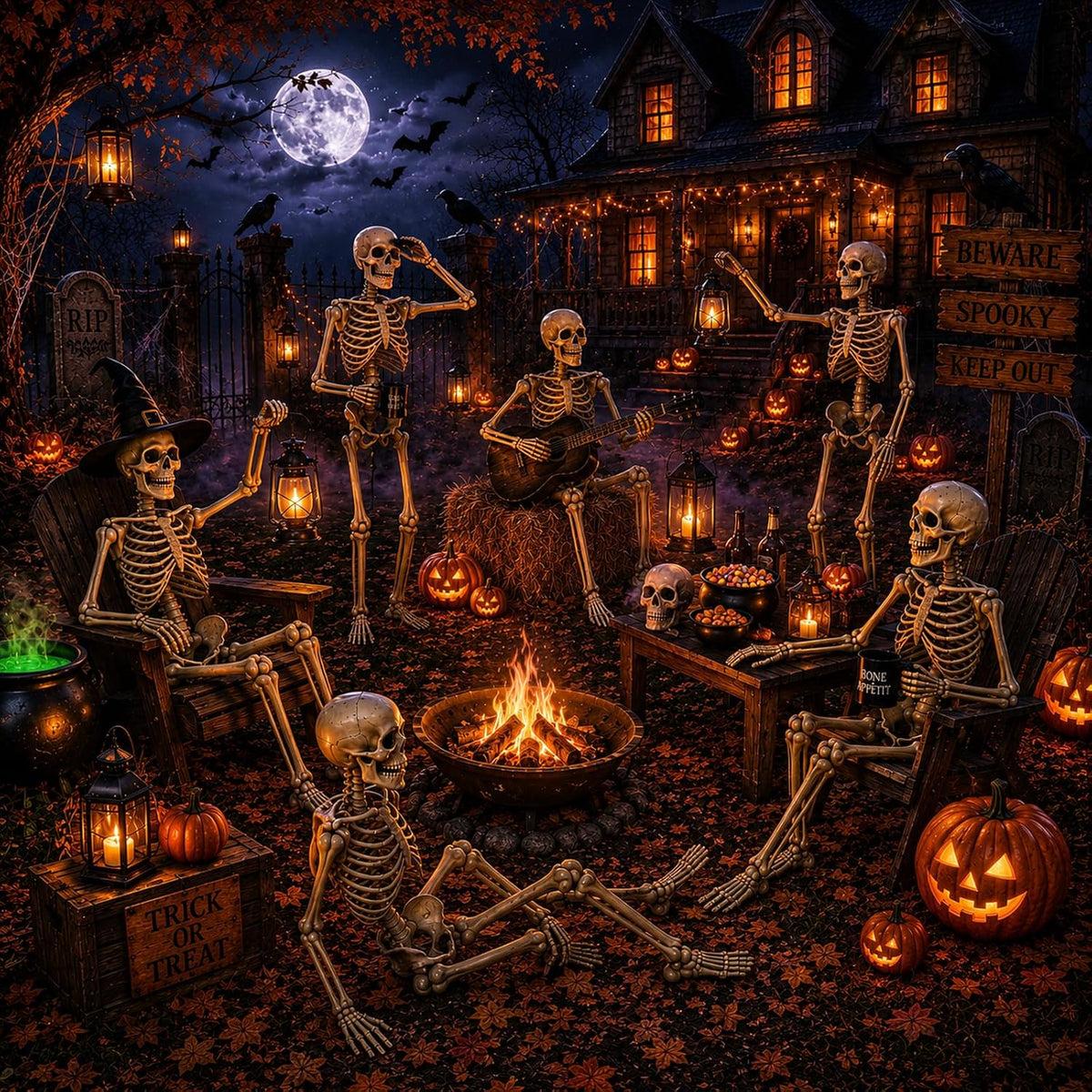 5.4FT Halloween Skeleton Decorations,Posable Human Skeleton Decorations for H...