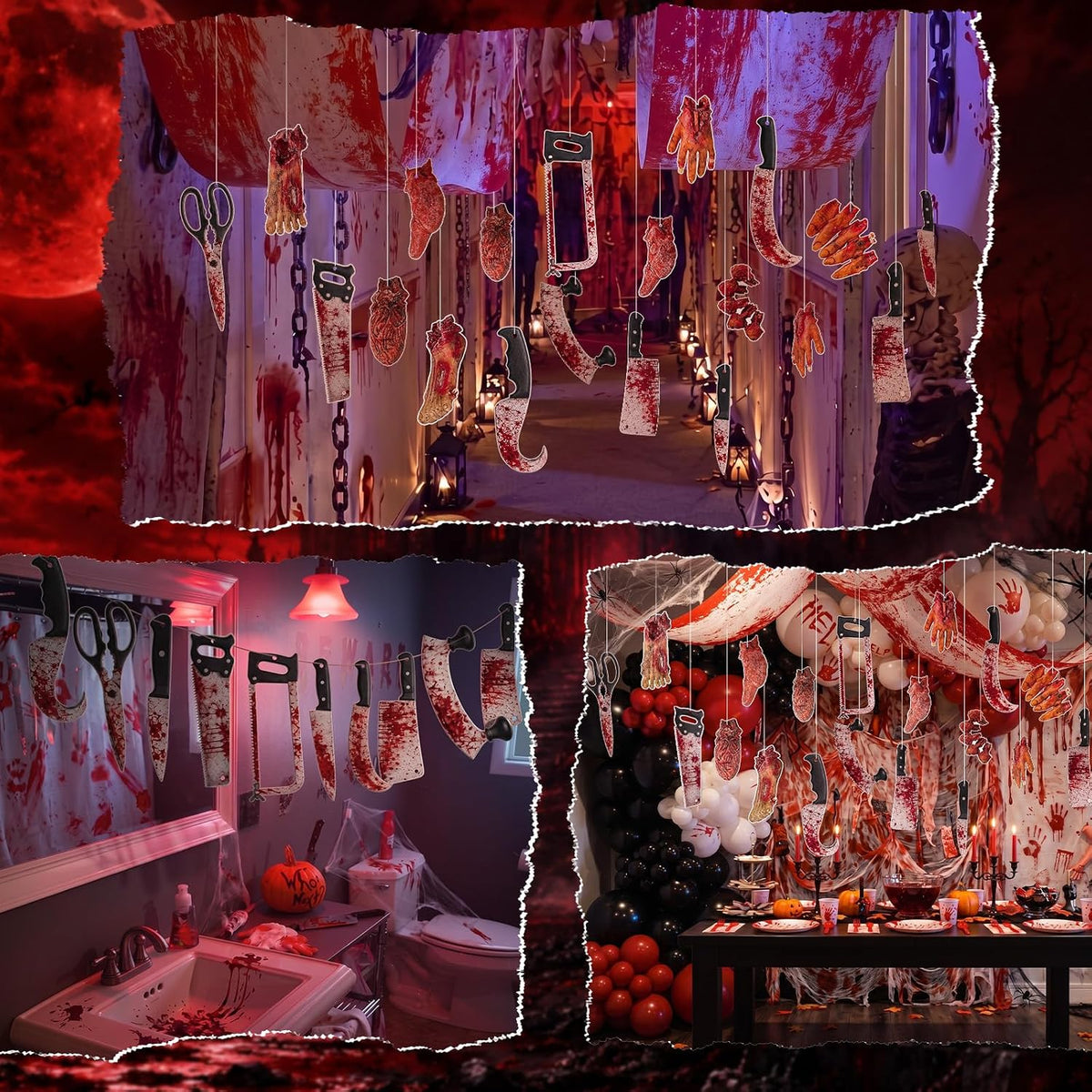 111 Pcs Halloween Bloody Hanging Party Decoration for Ceiling