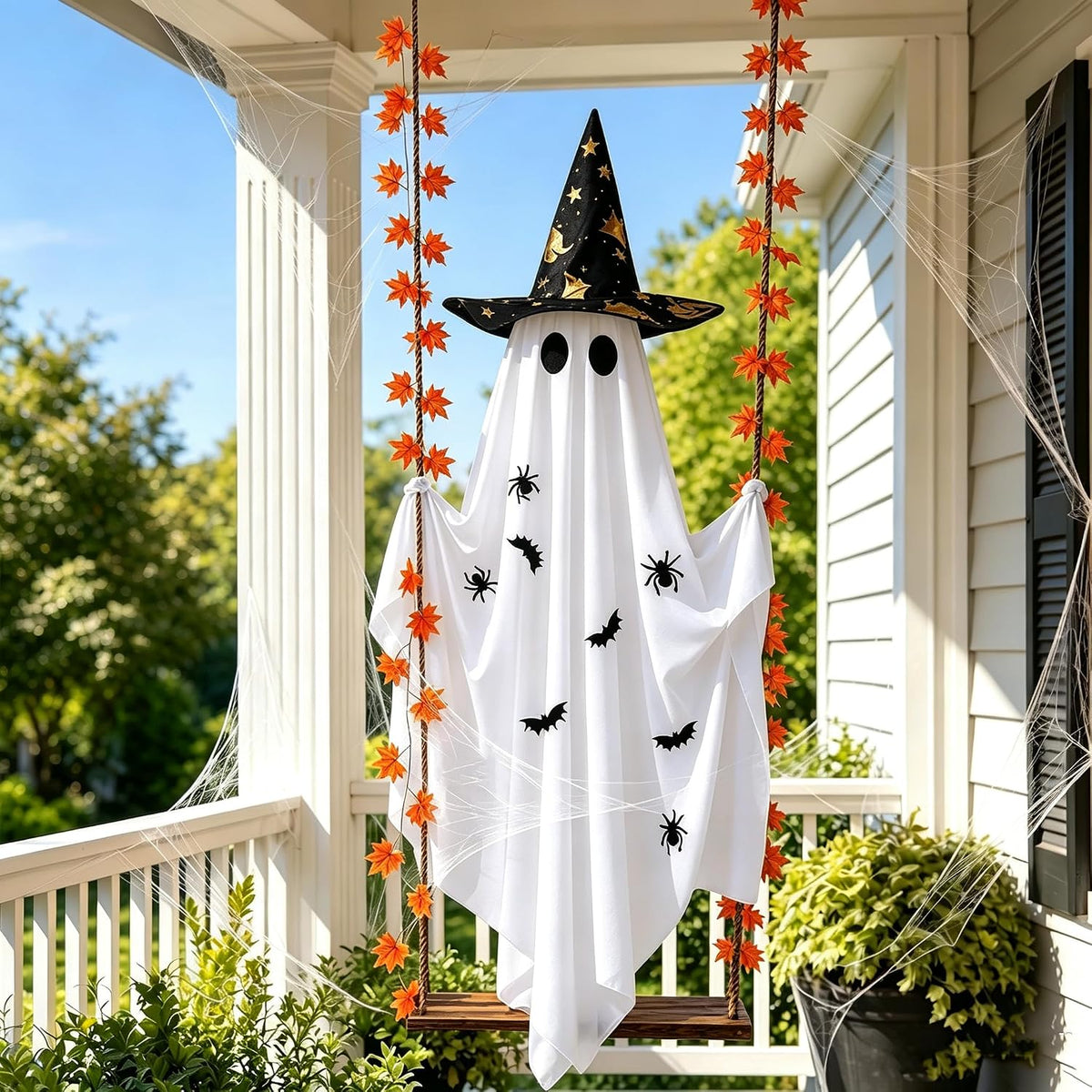 Halloween Decorations Outdoor, 5.4FT Large Hanging Swing Ghost Outdoor Decor ...