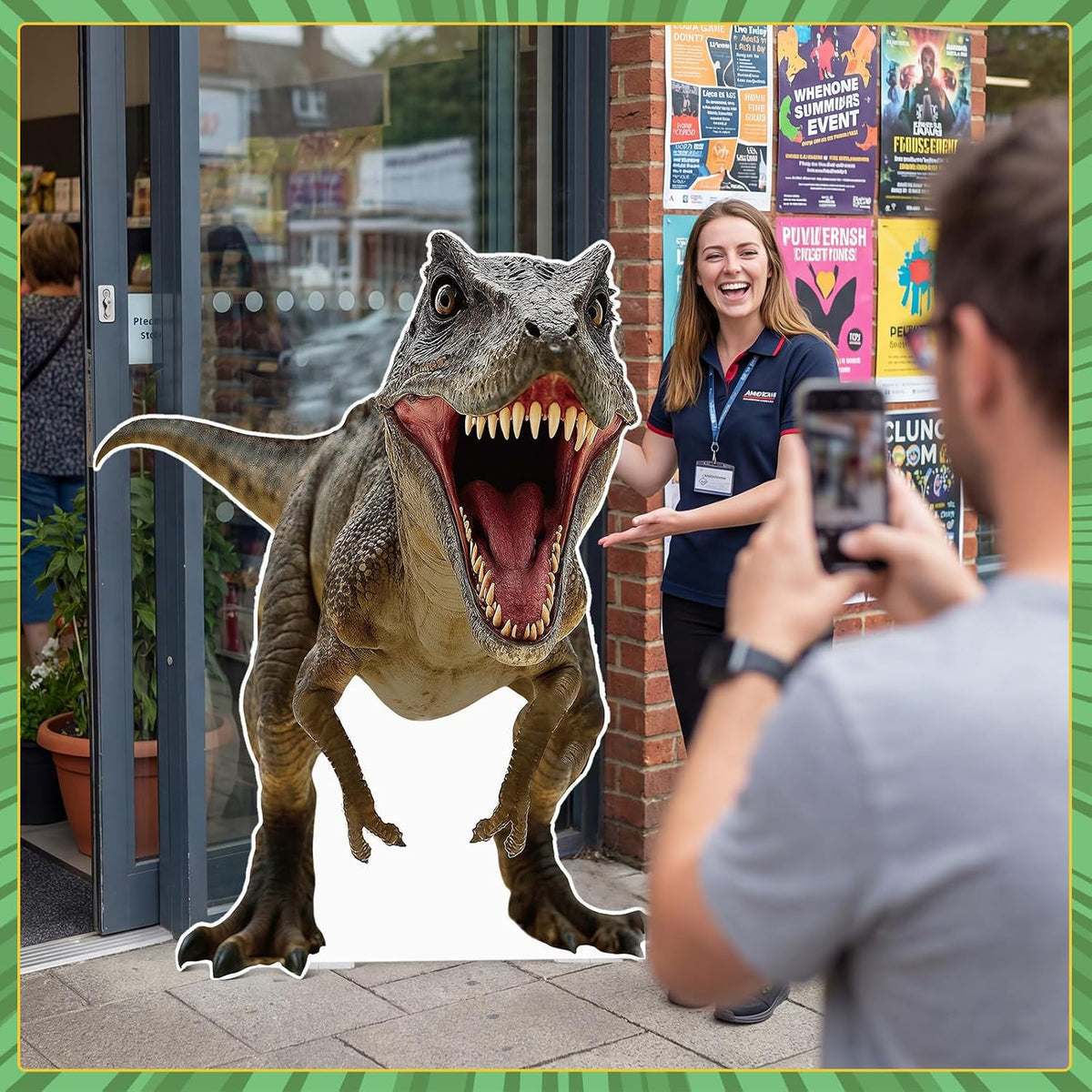 Capoda Life Size Dinosaur Cardboard Cutout Standee 43x59 in, Dino Kt Foam Boa...