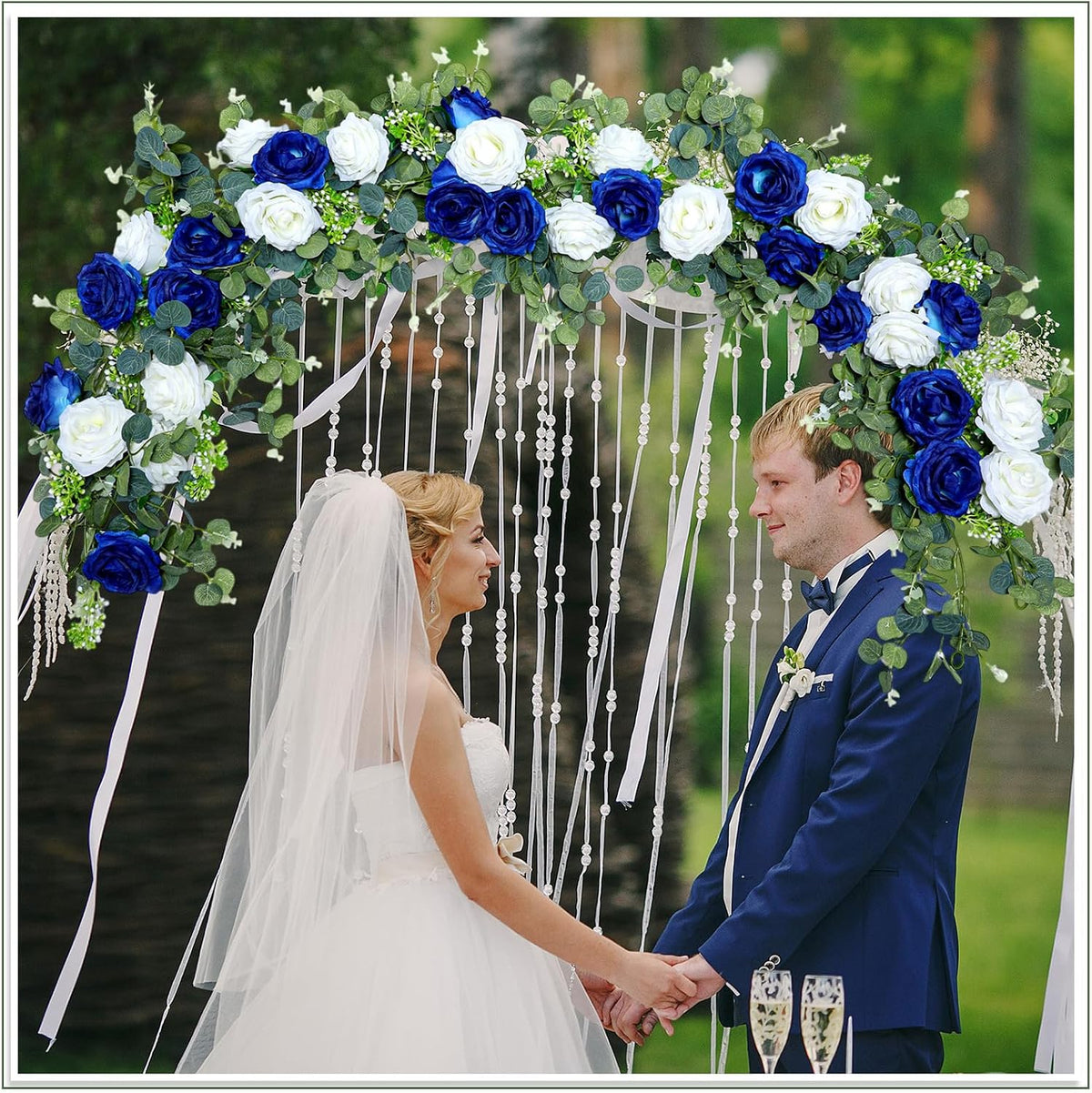 Riceshoot 4 Pcs 26 ft Artificial Eucalyptus Vines Garland with Flowers Faux F...