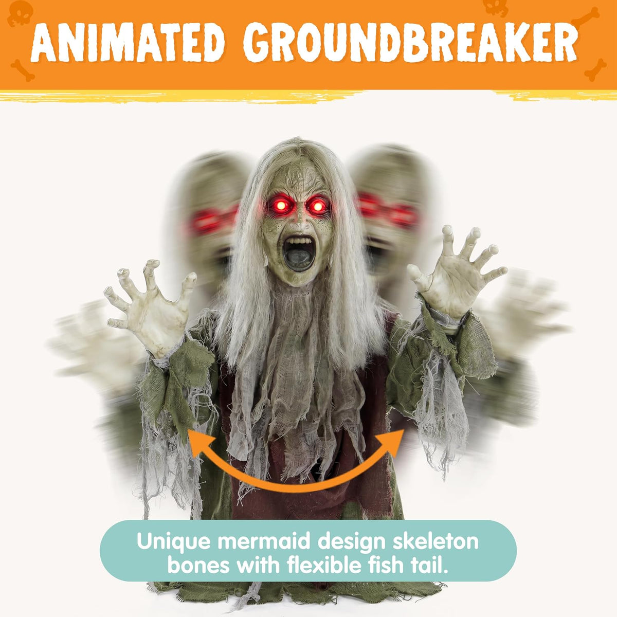JOYIN Halloween Outdoor Animatronic Zombie Groundbreaker Decor, Half-Body Zom...