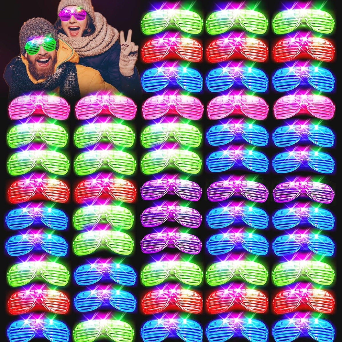 SHQDD 75PCS LED Glasses, Light Up Glasses, 5 Colors party glasses with 3 Ligh...