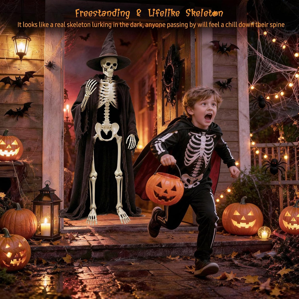 breesky Life Size Skeleton for Halloween: 4.43ft Realistic Human Anatomy Full...