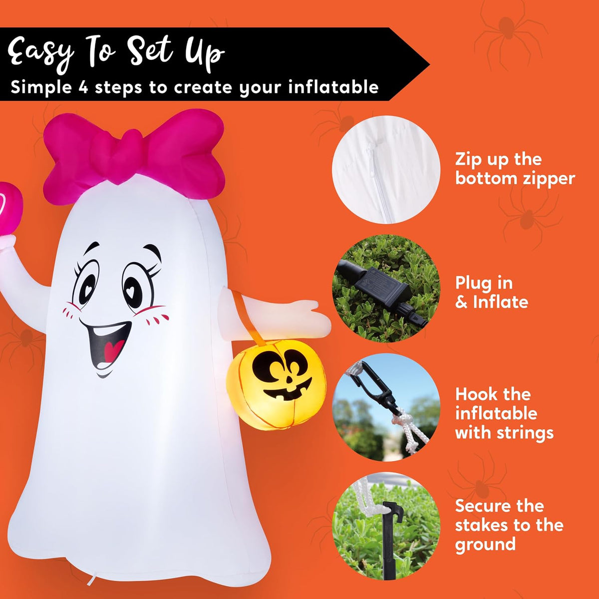 Joiedomi 5FT Halloween Inflatables Ghost Decoration, Cute Halloween Decoratio...