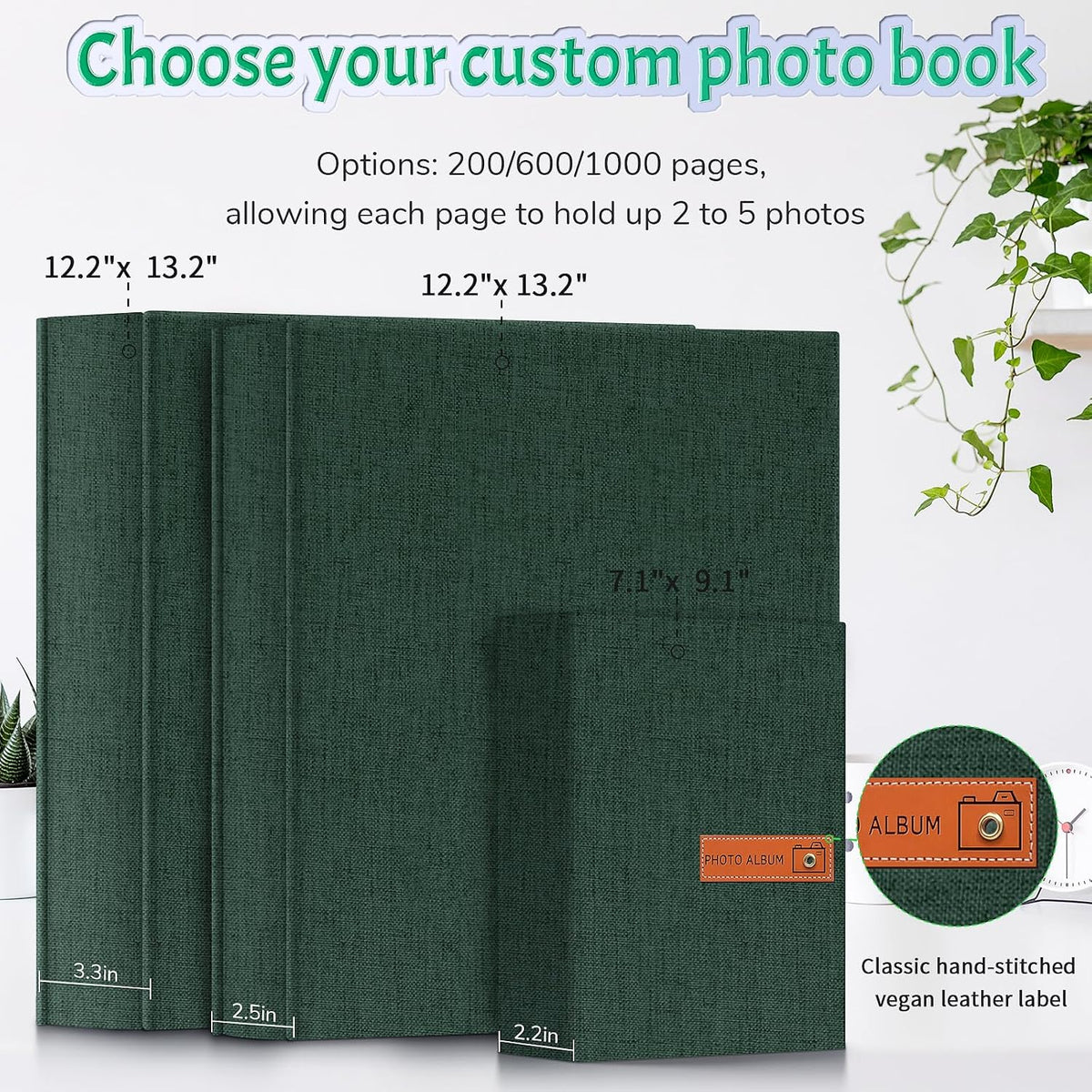 Popotop 4x6 Photo Album 600 Pictures, Linen Hardcover, Reinforced Spine