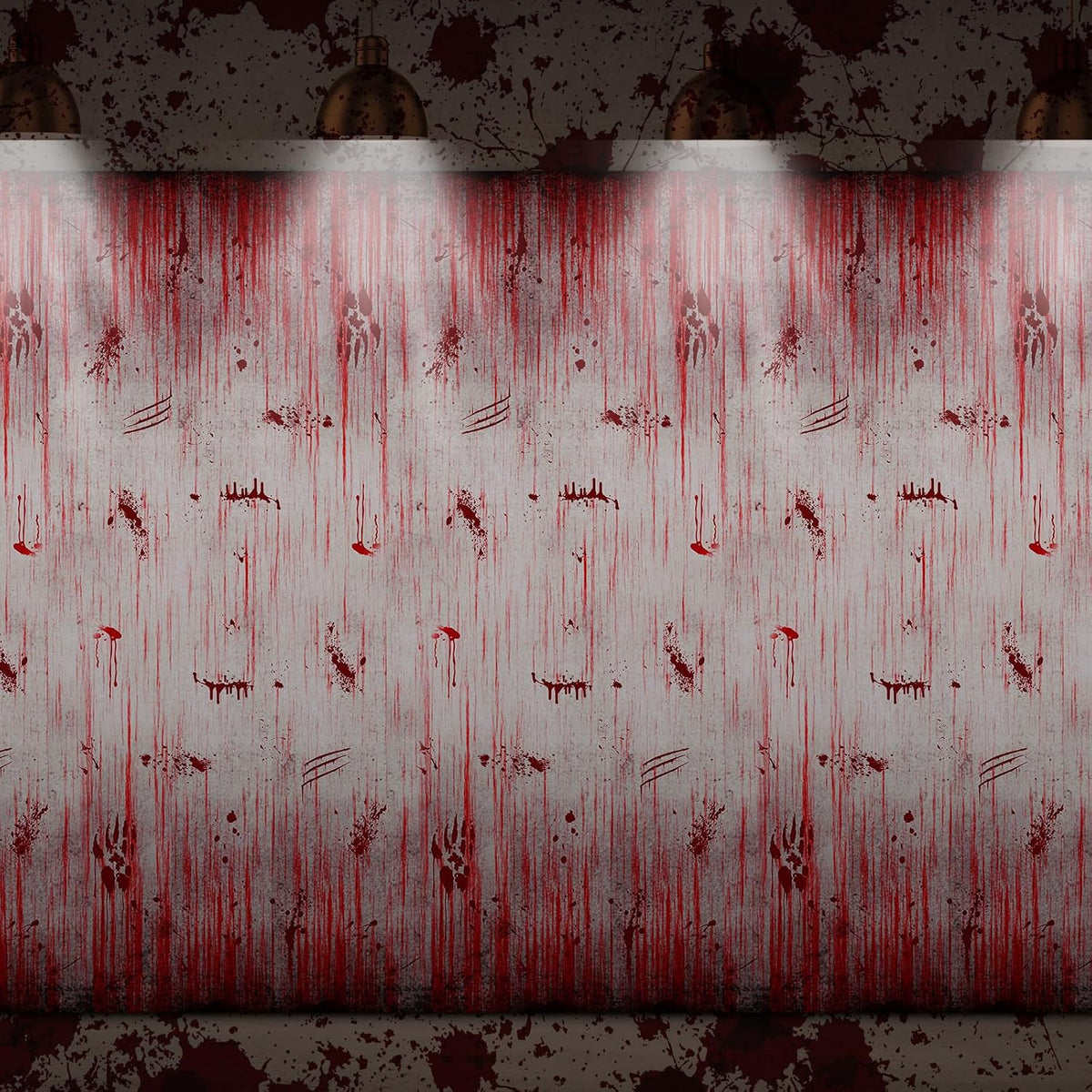 WovWeave 12 Pcs Bloody Halloween Tablecloth, Horror Theme Party Backdrop