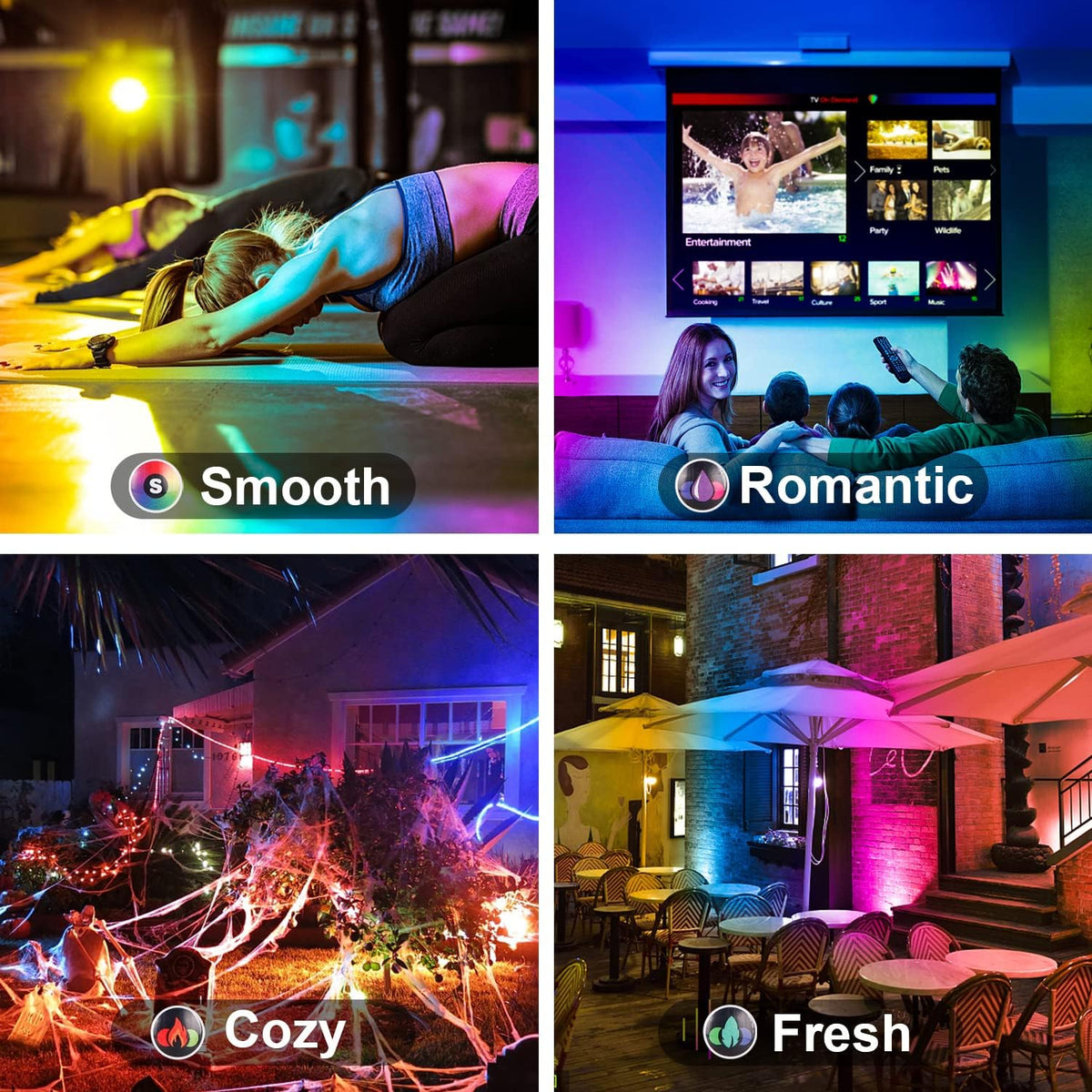 LED Flood Light Outdoor 500W Equivalent Color Changing Landscape Lighting, Ti...
