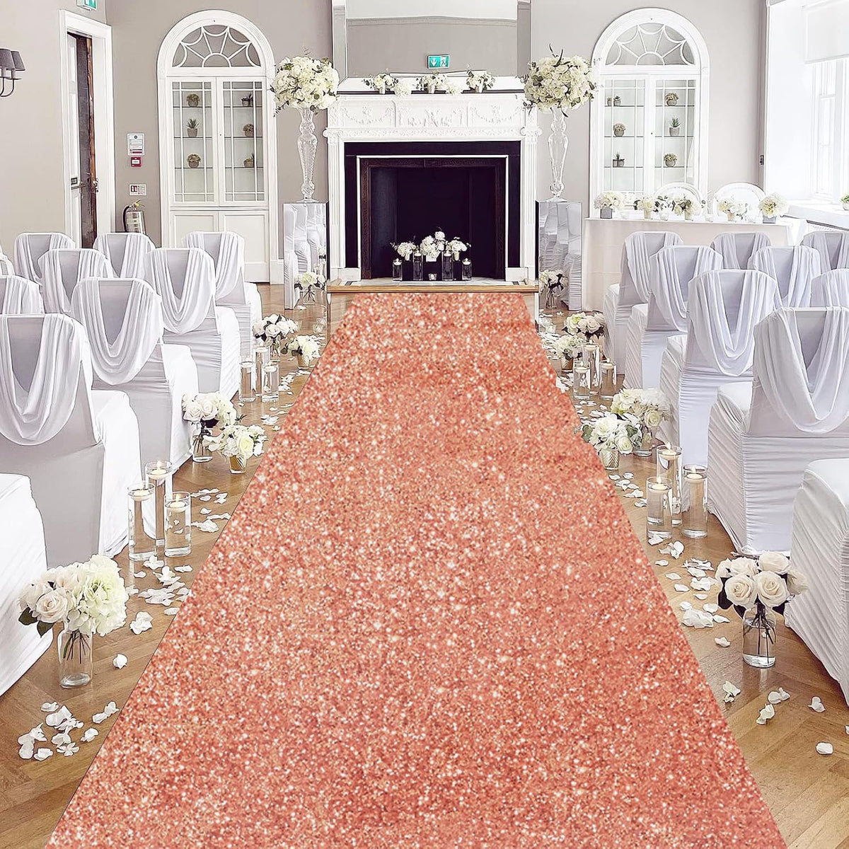 Aisle Runners 4FT×20FT - Rose Gold Sequin Aisle Runner Long Carpet Runner for...